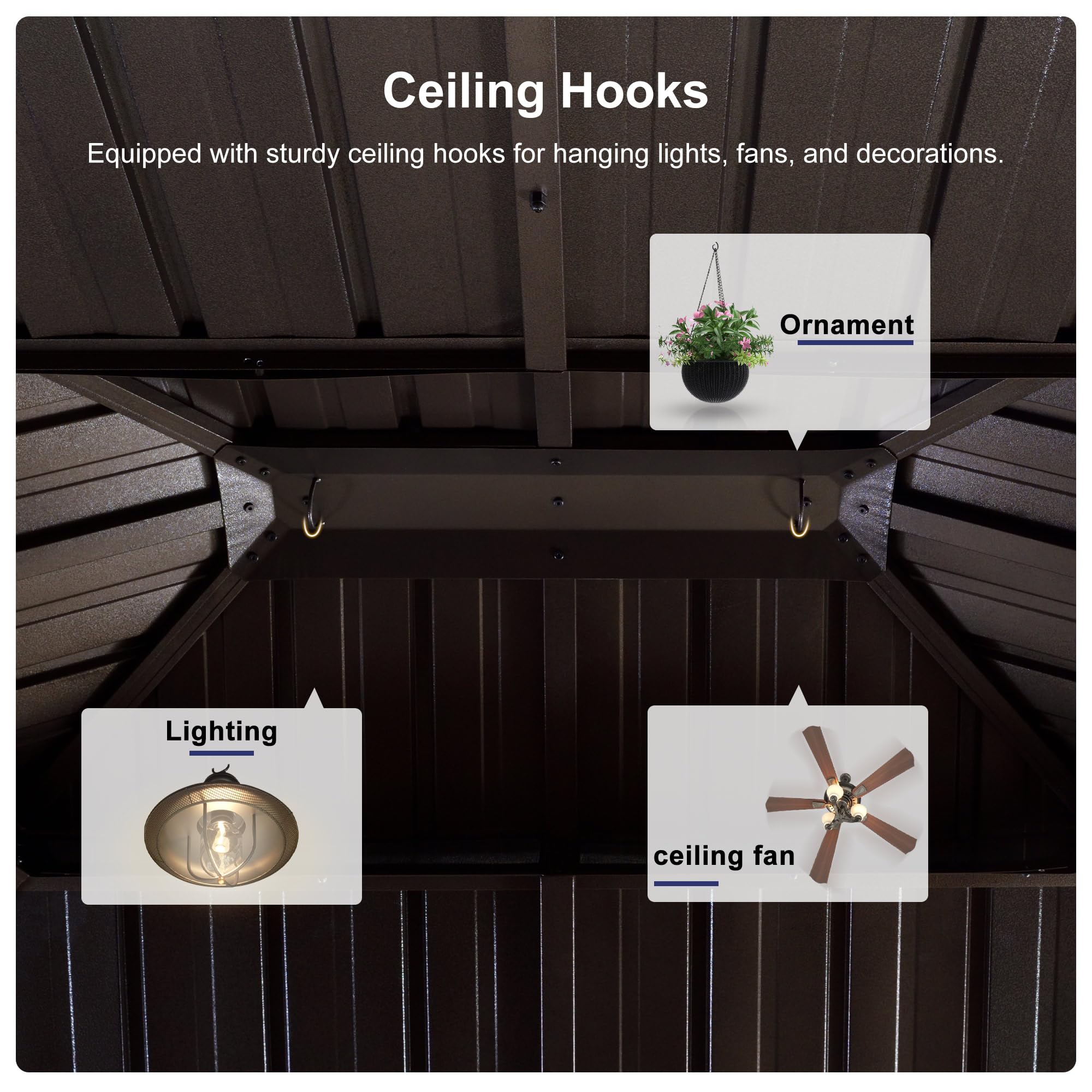 PURPLE LEAF LSMHS1115DNB-H Wood-Resin-Gazebos - View #4