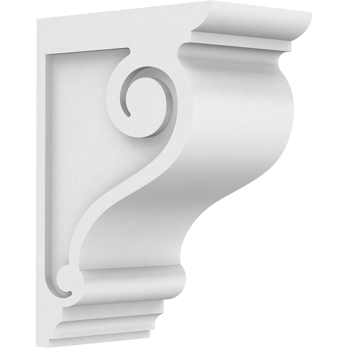 Ekena Millwork CORP05X10X14SCR 5-in x 10-in x 14-in Standard scroll Unfinished White PVC Paintable Corbel