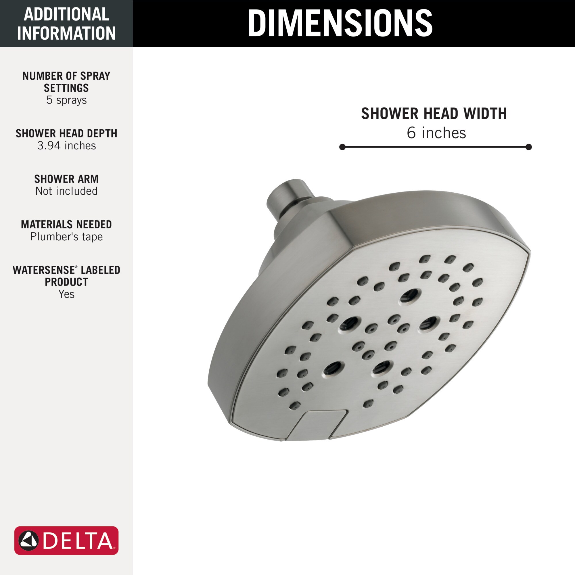Delta 52663-SS-PR Fixed-Showerhead - View #4