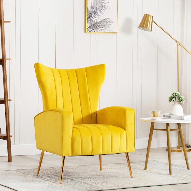 KINWELL CHAIR Vintage Yellow Accent Chair at Lowes.com