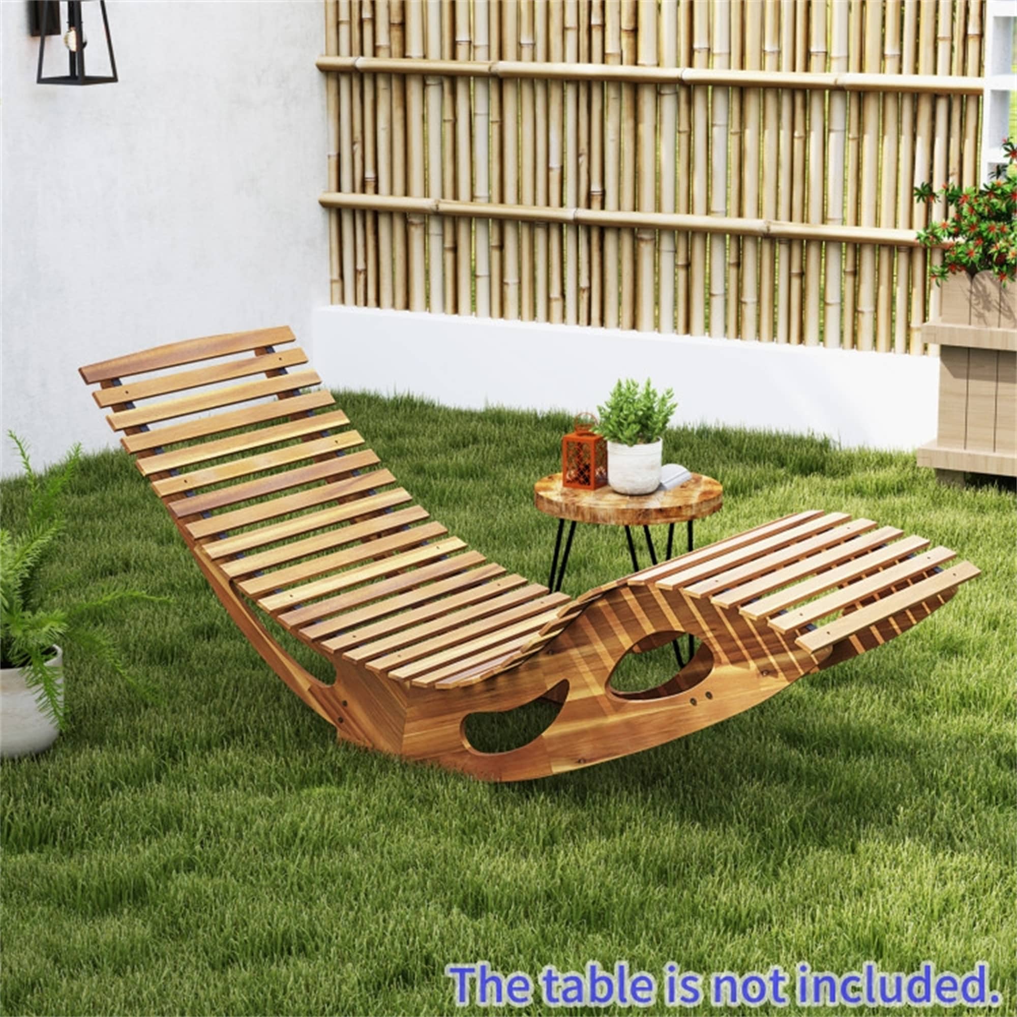 BABOOM Patio Rocking Sun Lounger Chaise Lounge natural Wood Frame ...