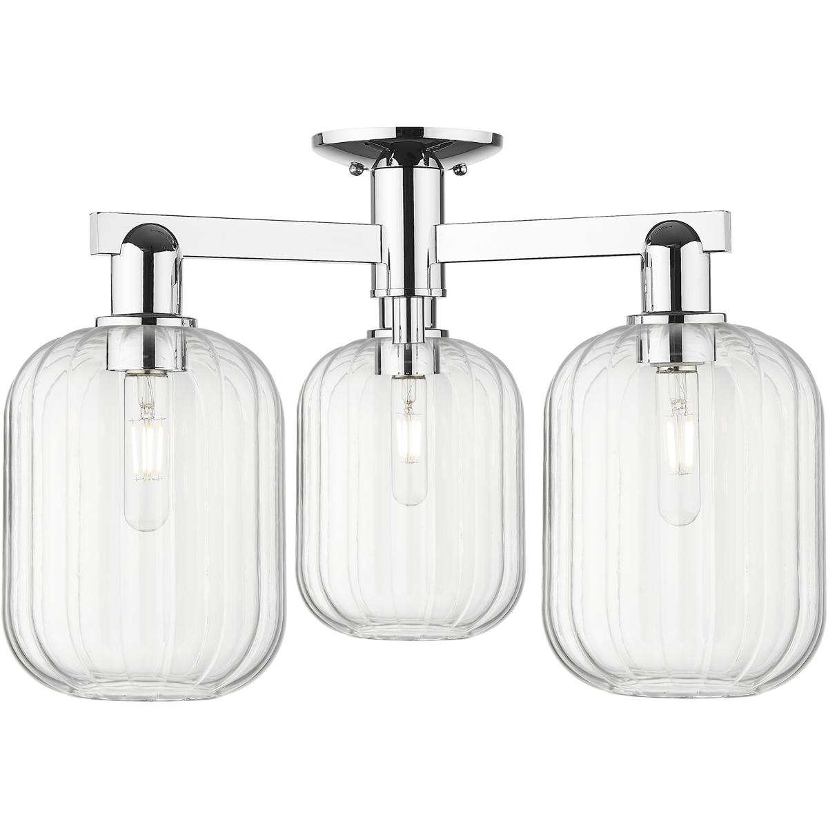 Innovations Lighting 2871805 716-3F-PC-G460-7CL Preston Semi-Flush Mount Polished Chrome