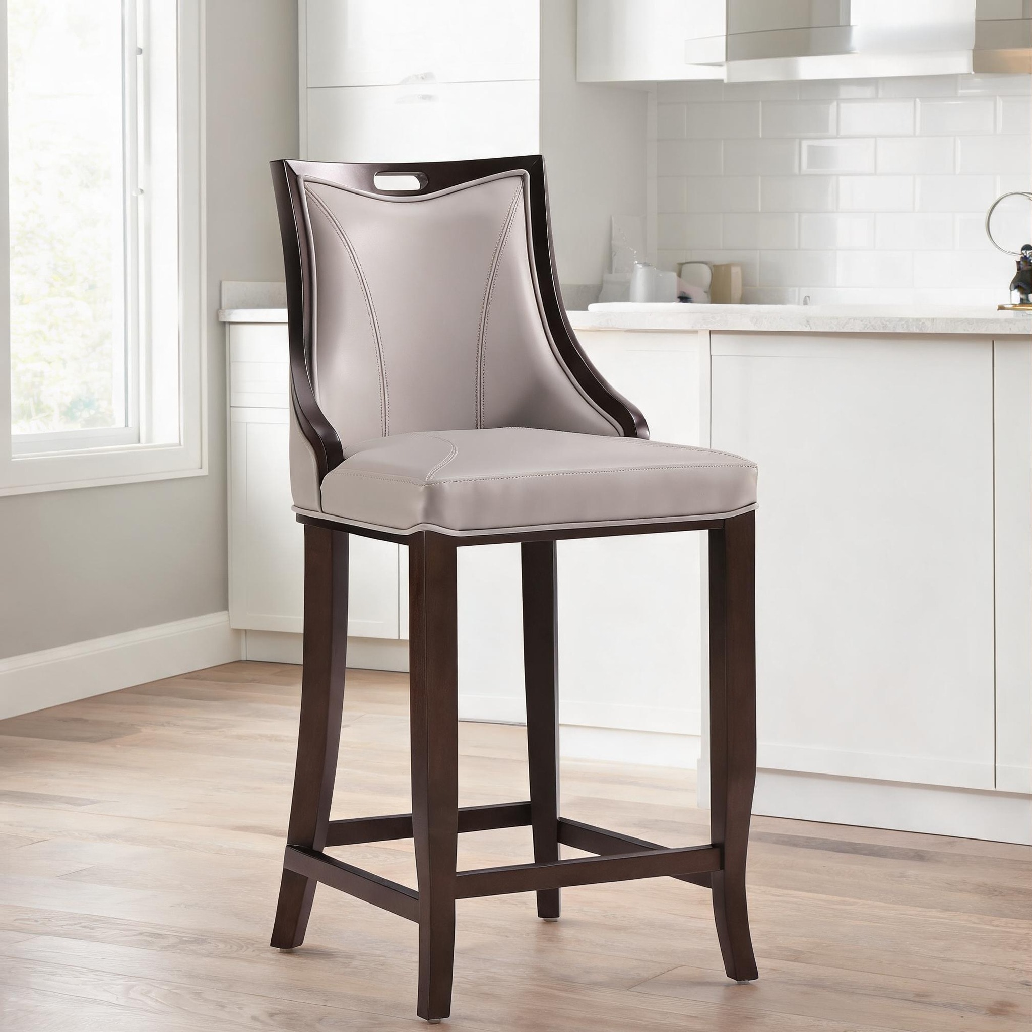 Watnature Counter Seating Bar Stool Traditional Solid Beech Wood Gray ...