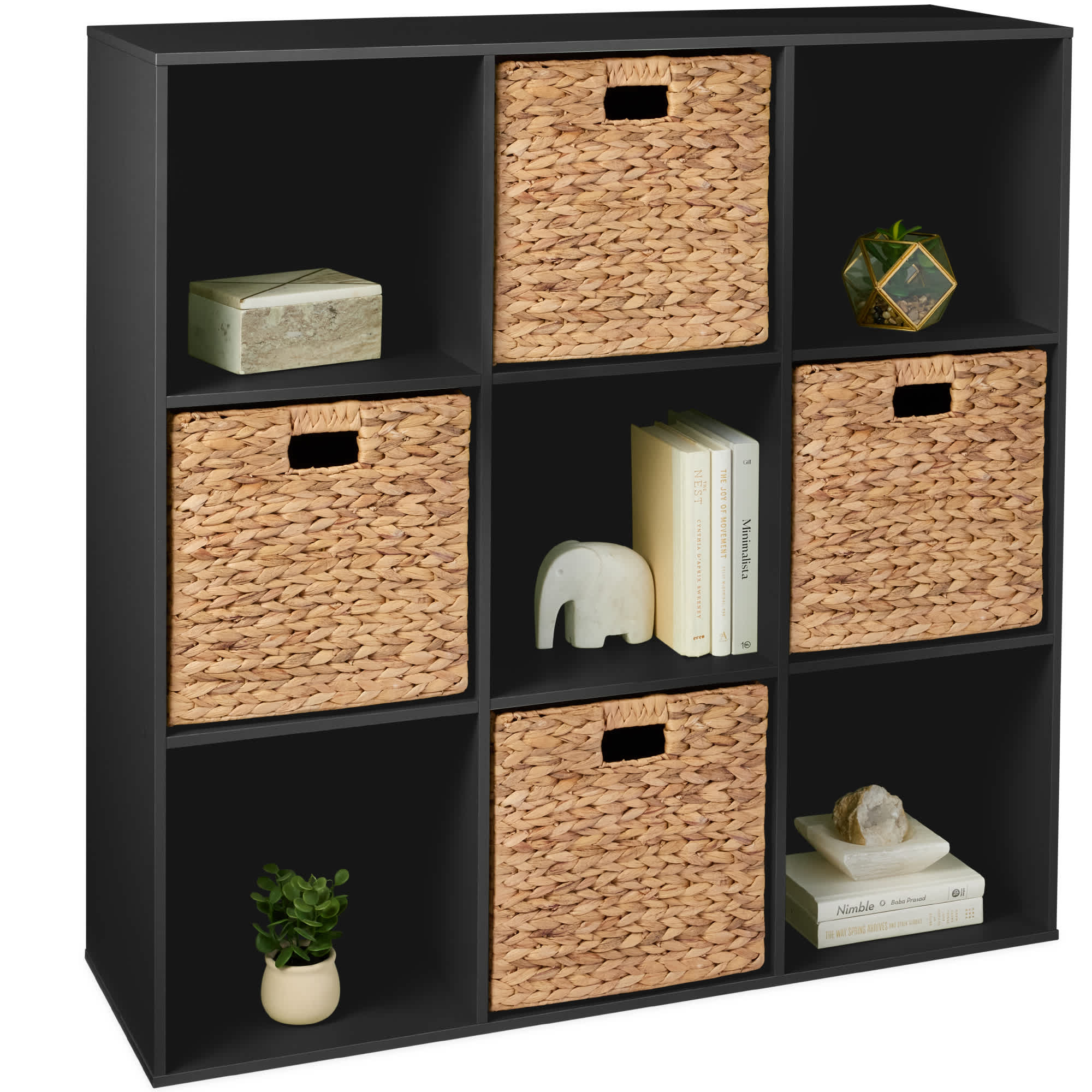 Best Choice Products SKY8749 9-Cube Bookshelf 13.5in Display Storage System Organizer w/ Removable Back Panels - Black