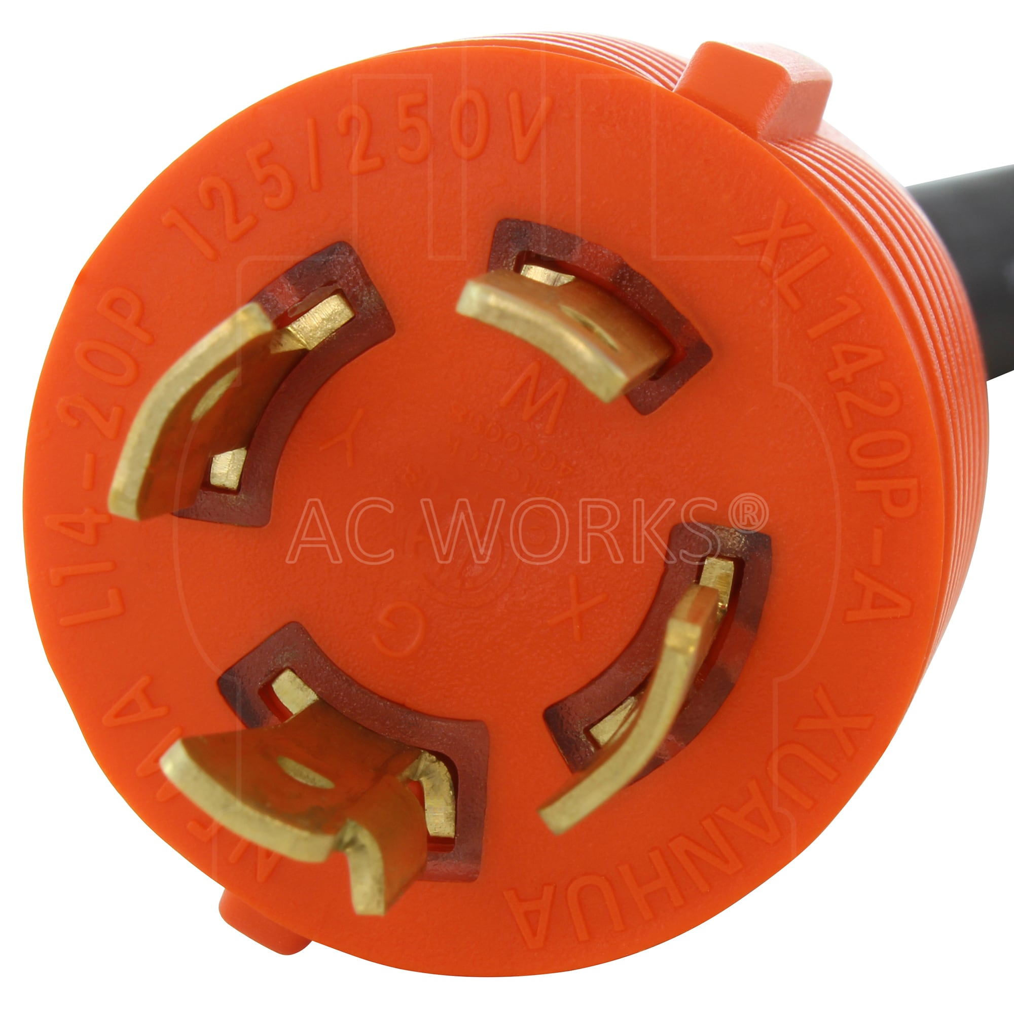 AC WORKS 1.5FT L5-30P 30A 3-Prong Locking Plug to (4) Home Outlets