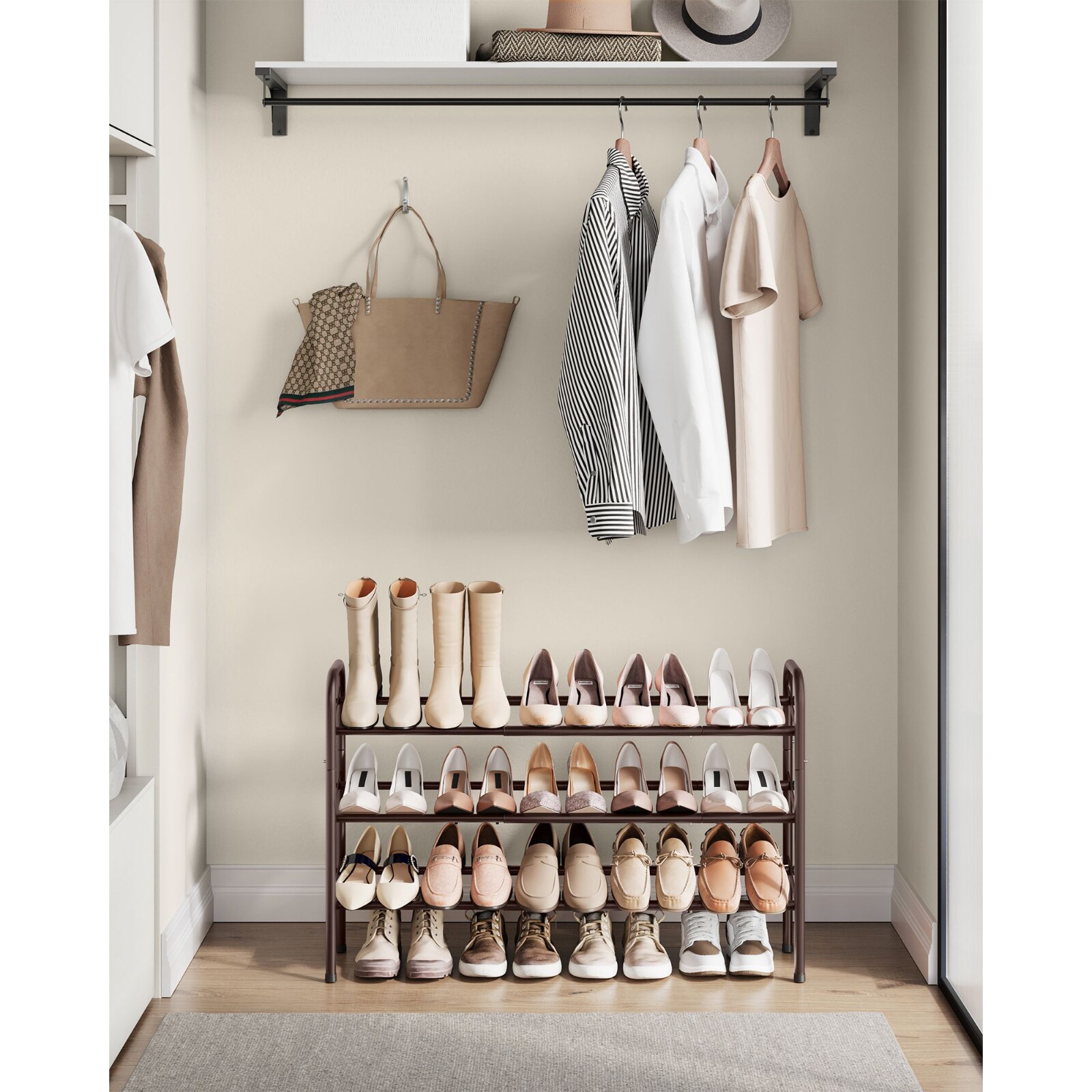 Slickblue Expandable Shoe Rack Steel Adjusts 22.8 to 32.7 Angled ...