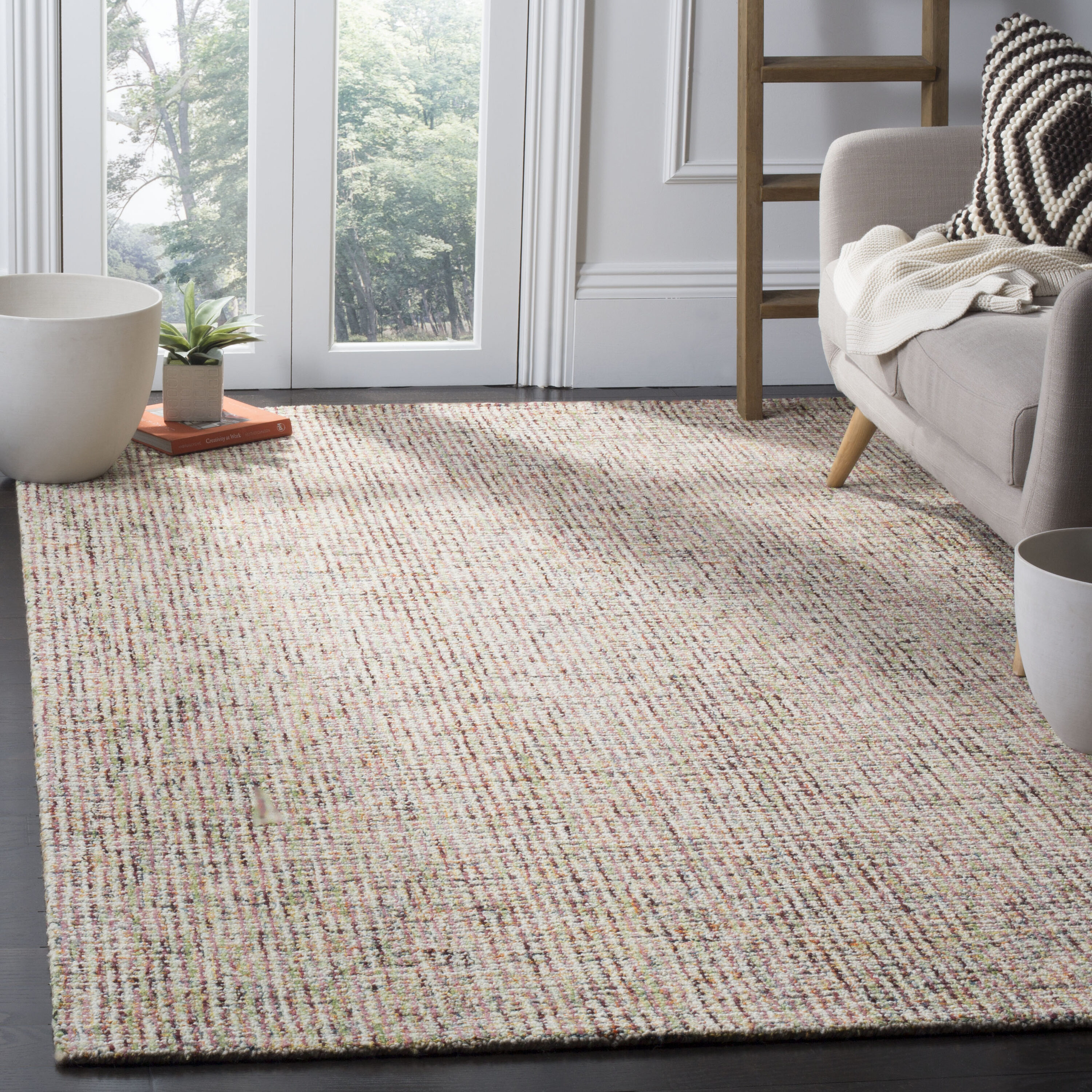 Safavieh ABT468A-9 Abstract Canvas 9 x 12 (ft) Tufted Wool Beige/Rust Rectangular Indoor Abstract Farmhouse/Cottage Area rug