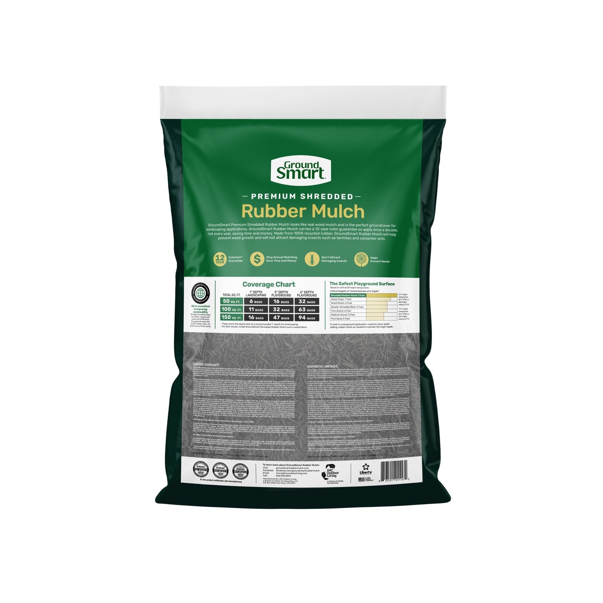 GroundSmart Premium Shredded Rubber Mulch 0.8-cu ft Black Rubber Mulch ...