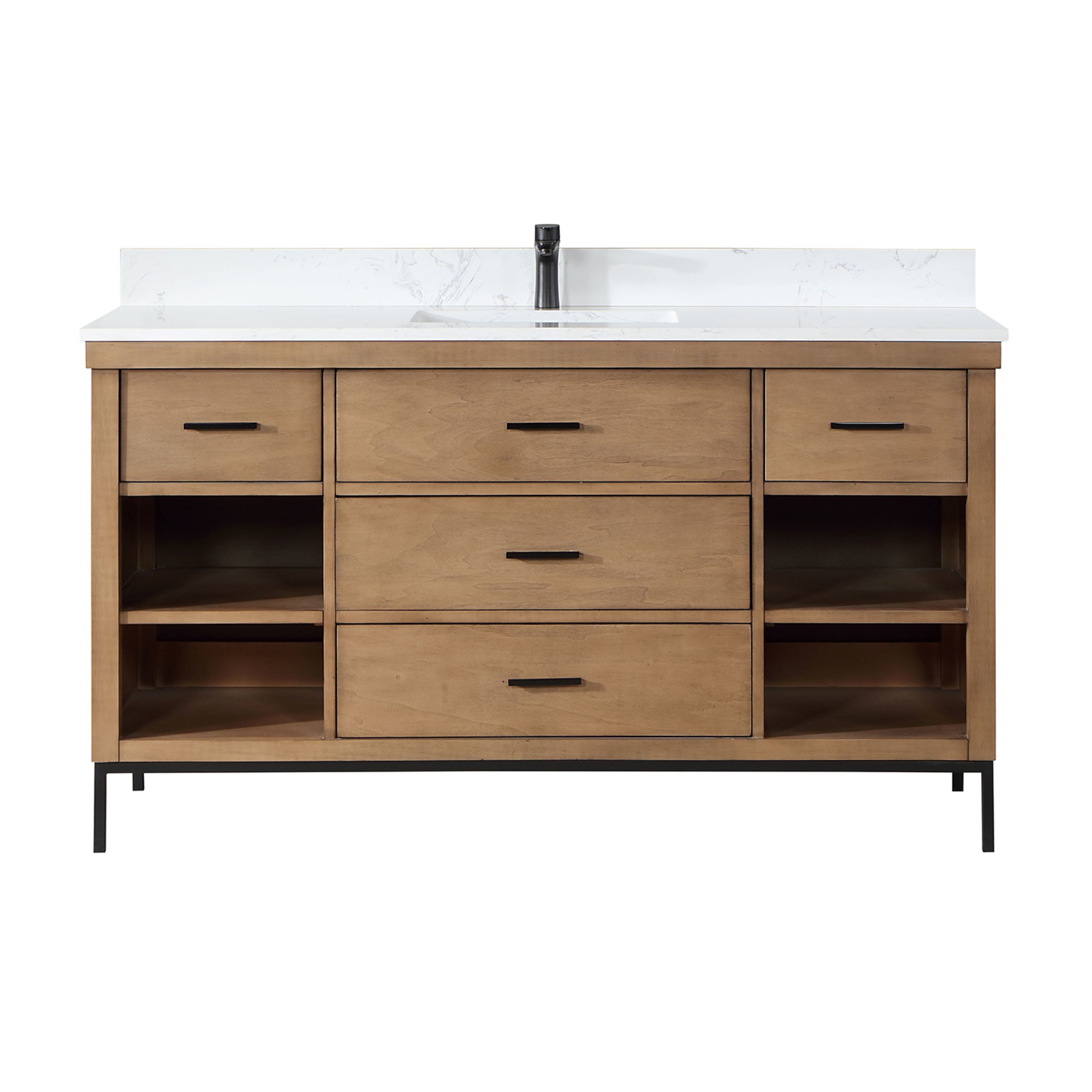 Altair Kesia 60-in Brown Pine Undermount Single Sink Bathroom Vanity ...