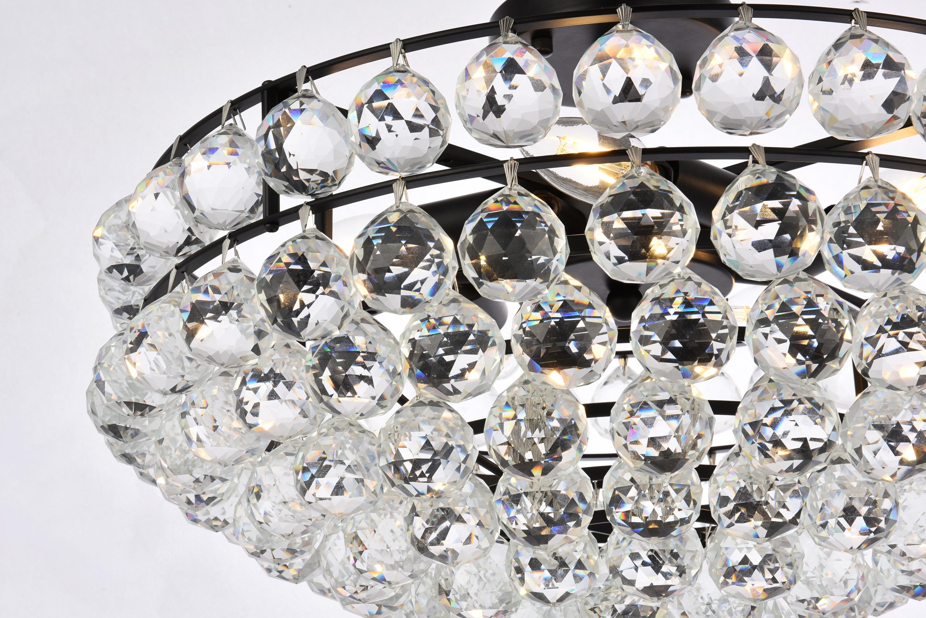 Savannah 20" Black Iron Flush Mount with Clear Crystal Trim