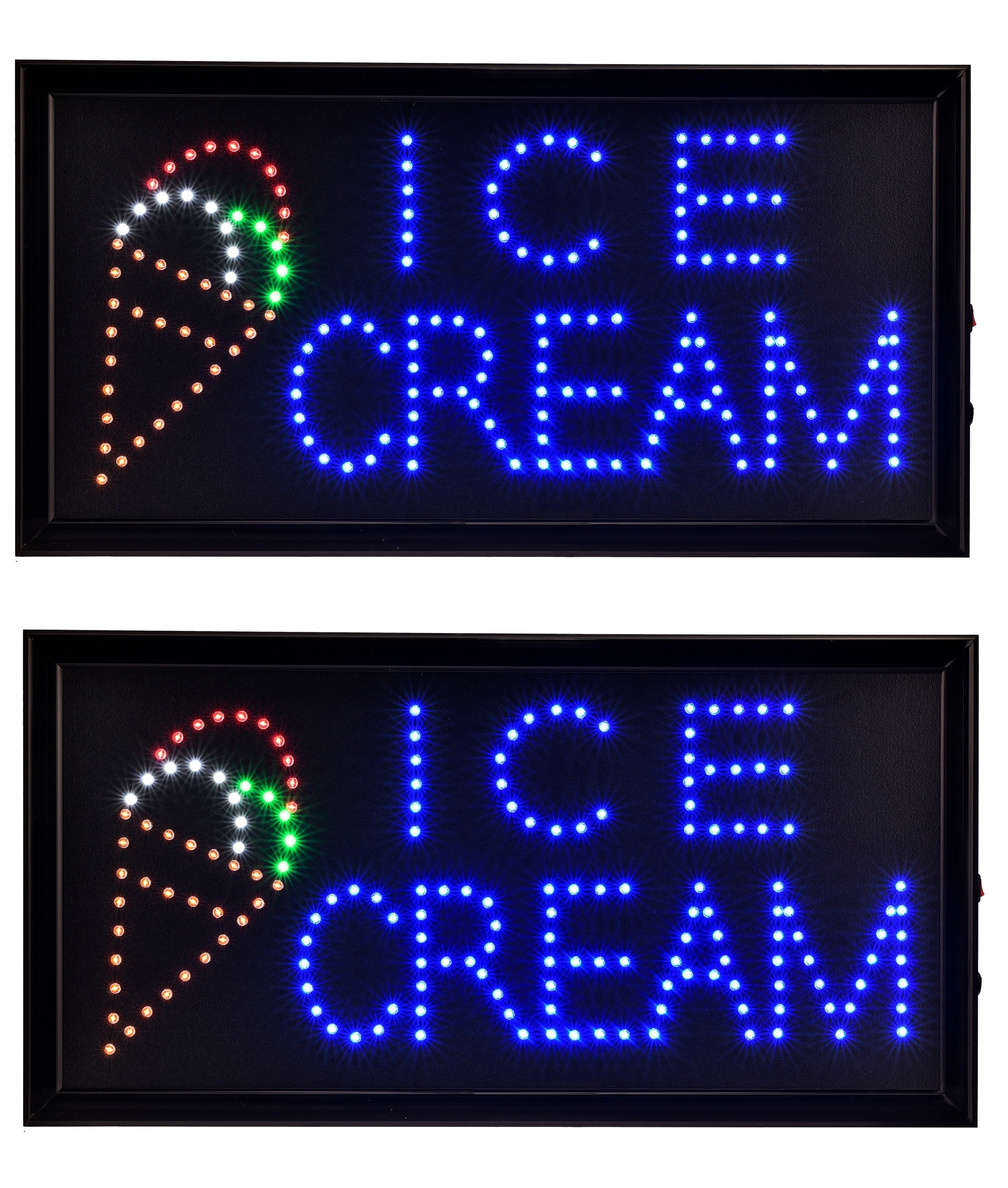 Alpine Industries 2-Pack Rectangular Bright Ice Cream Sign 10-in  Multi-function LED Message Board Lighted Sign in the Lighted Signs  department at