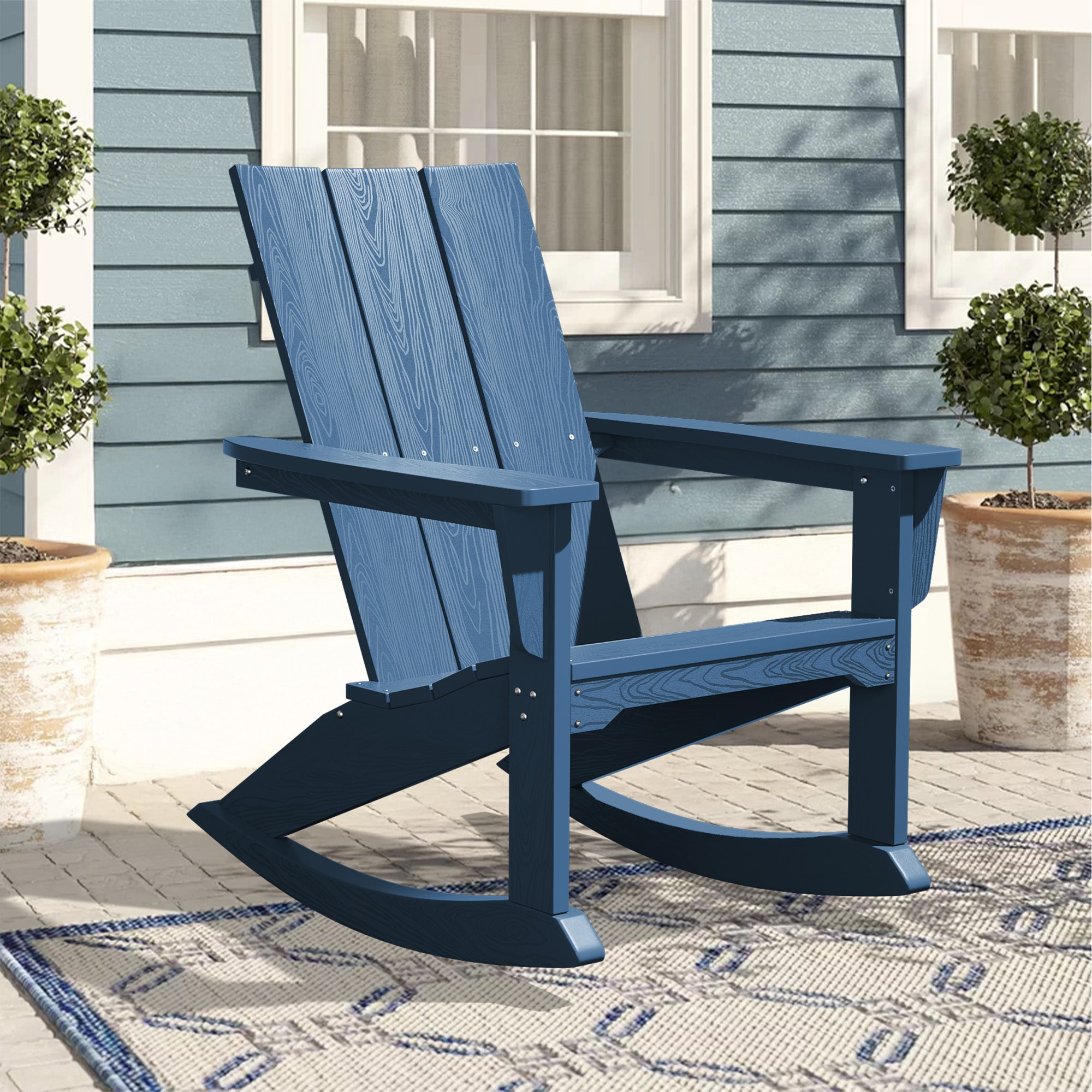 JEAREY HQYYY-PE-NY Modern Rocking Chair Navy HDPE Frame Rocking Chair with Blue Slat Seat