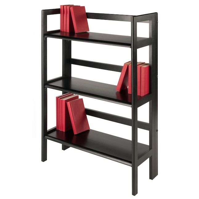 Winsome Wood Terry Black 3 Shelf, Collapsible Wood Bookcases