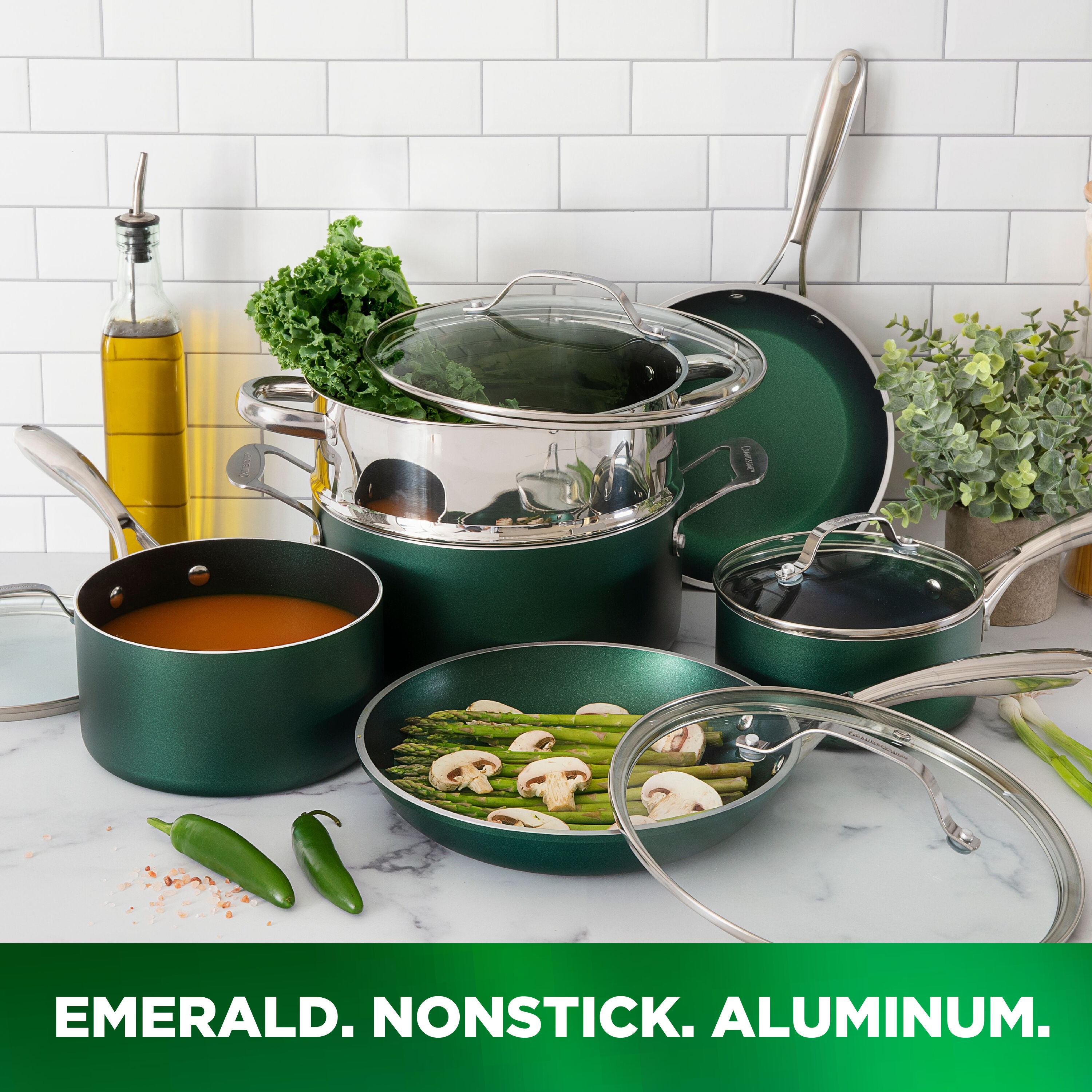 Granitestone 5 Piece Emerald Nonstick Cookware Set 