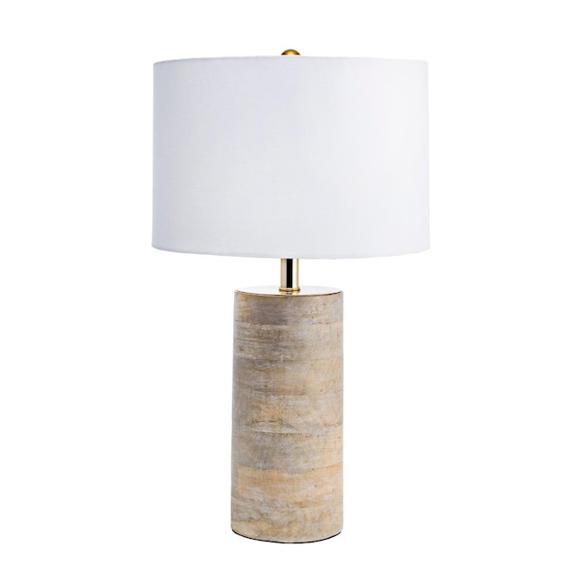 Nuloom Natural Table Lamp With Fabric, White And Natural Wood Table Lamps