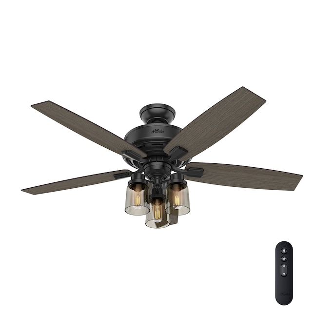 Hunter Bennett 52 In Matte Black Led Indoor Downrod Or Flush Mount Ceiling Fan With Light Remote 5 Blade The Fans Department At Com - Hunter Ceiling Fan Just Stopped Working