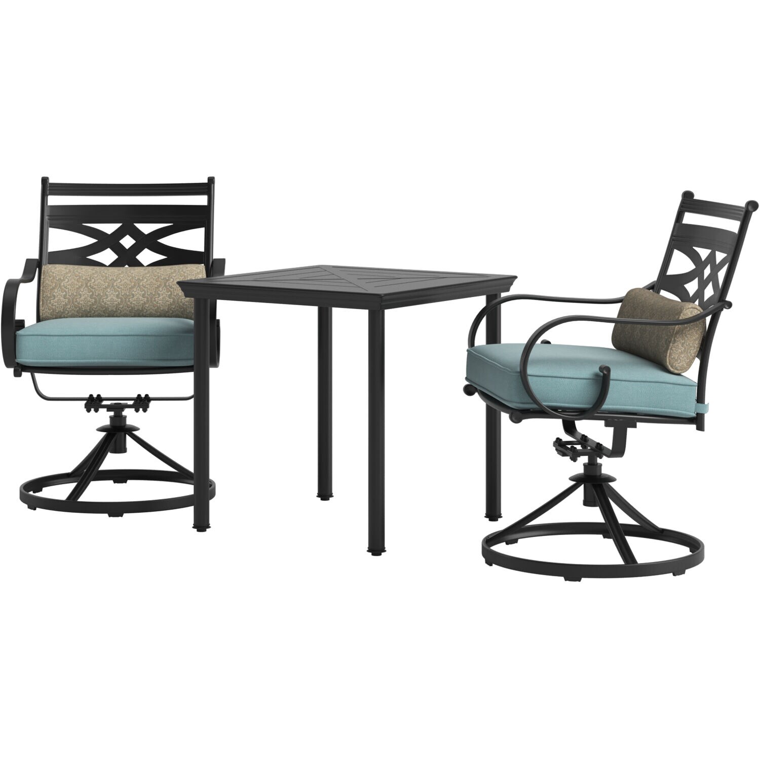 Montclair Ocean Blue 3-Piece Outdoor Bistro Set with Swivel Rockers