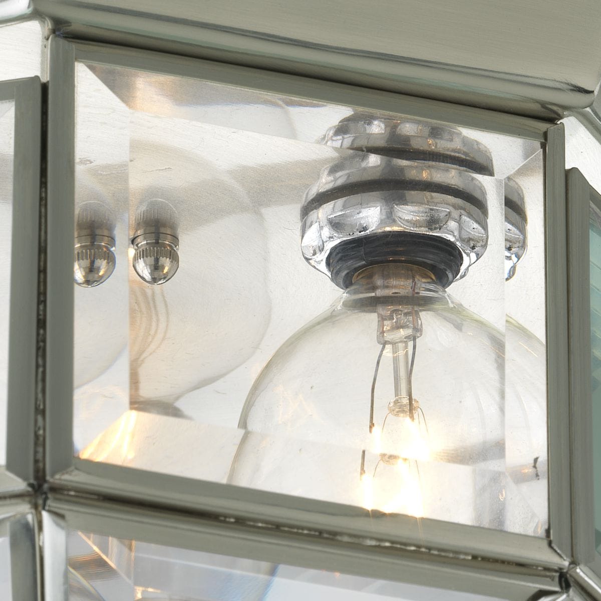 Brushed Nickel 3-Light Flush Mount with Clear Beveled Glass