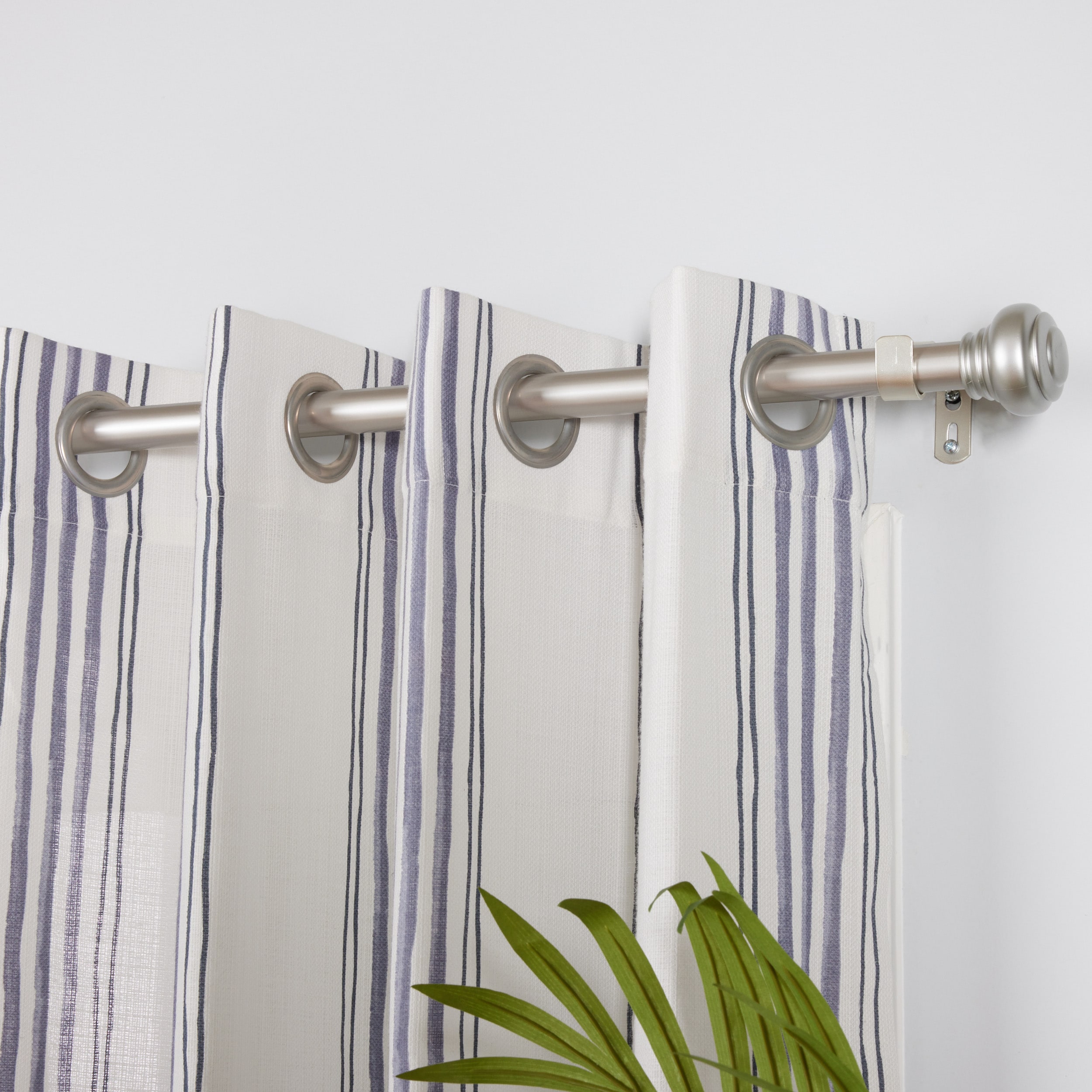 allen + roth 72-in to 144-in Brushed Nickel Steel Single Curtain Rod ...