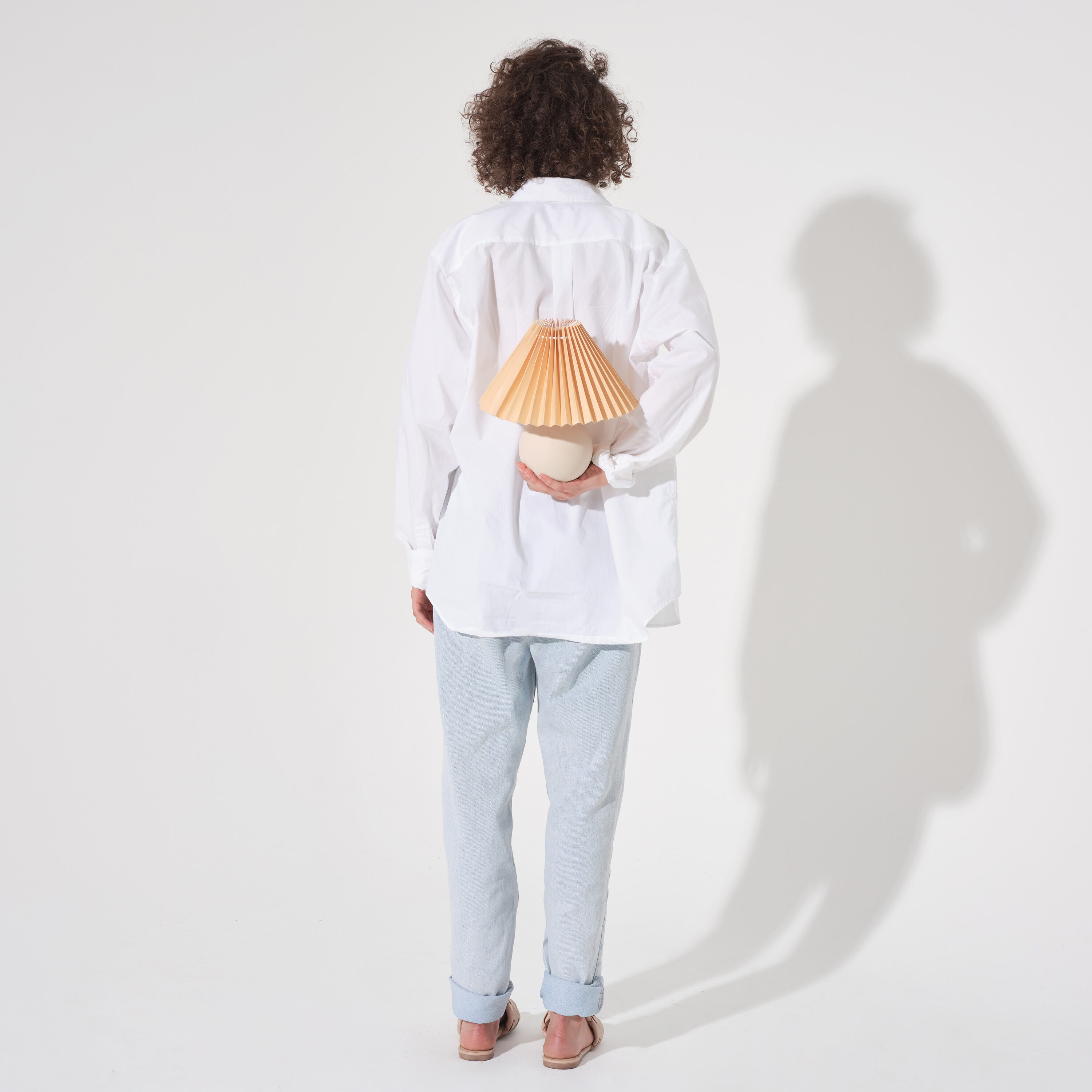 Serena Beige Ceramic Globe Table Lamp with Pleated Shade