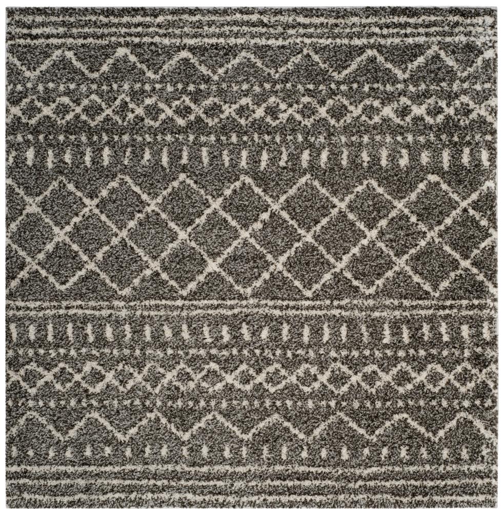 Safavieh ASG741B-7SQ Arizona Bennet Shag 7 x 7 (ft) Loomed Polypropylene Brown/Ivory Square Indoor Abstract Moroccan Area rug