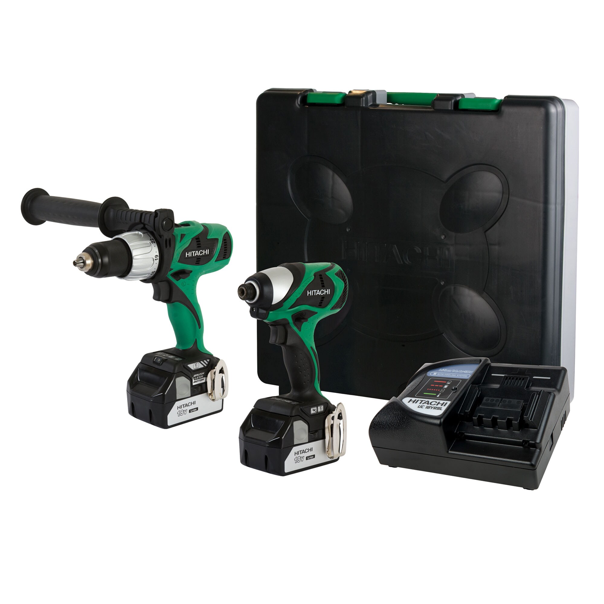 Hitachi KC18DJL 2-Tool Brushless Power Tool Combo Kit with Hard Case (2-Batteries Included and Charger Included)