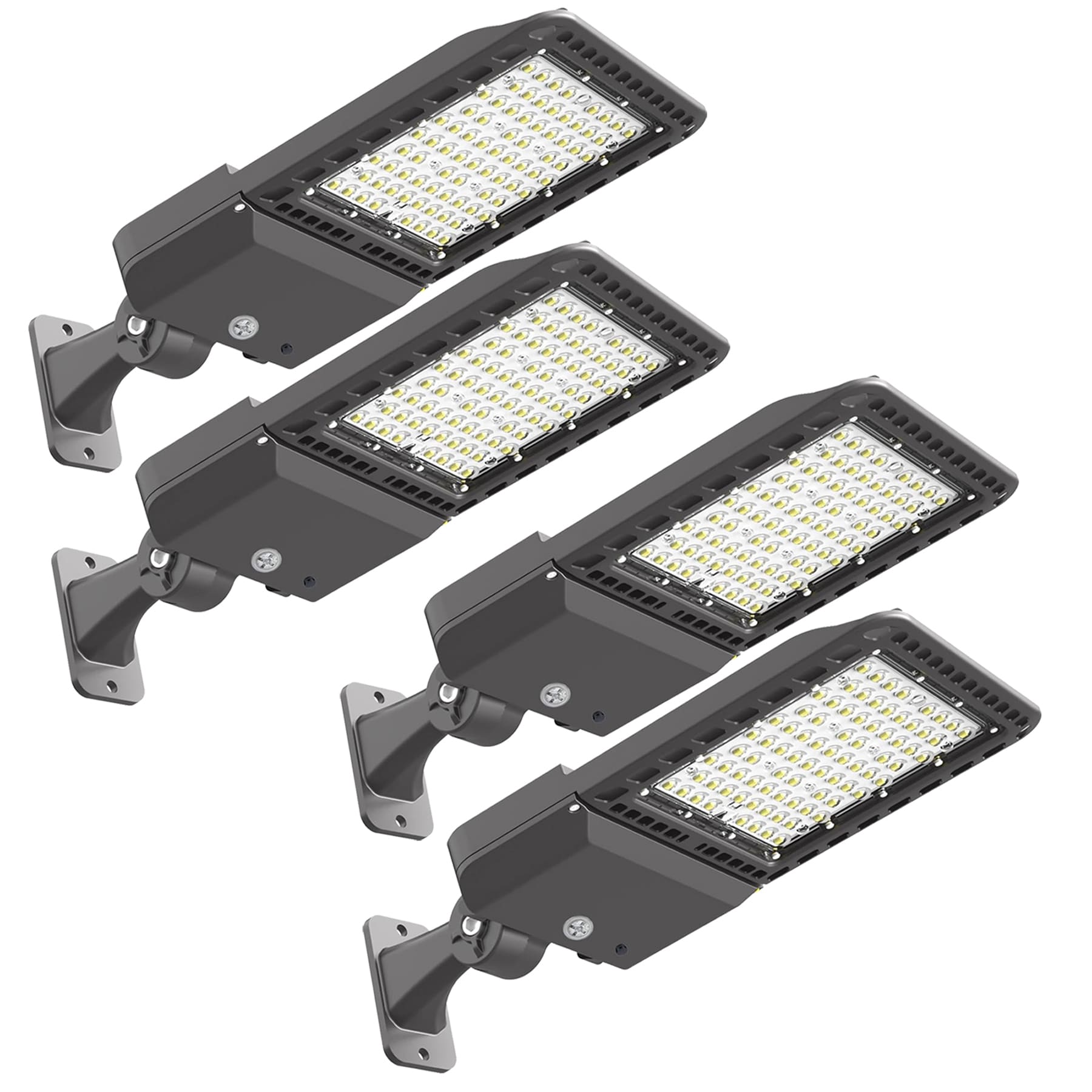 Bieuoram 4 Pack 300W Arm Mount Parking Lot LED Area Light 5000K 39000 Lumens with Dusk to Dawn Photocell