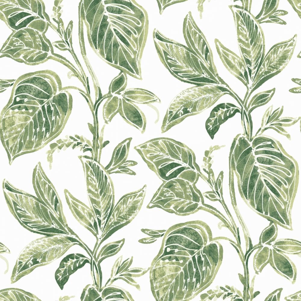 Chesapeake 3120-13621 Sanibel 56.4-Sq. Feet Green Non-woven Ivy/Vines Prepasted Water Activated Paste Wallpaper