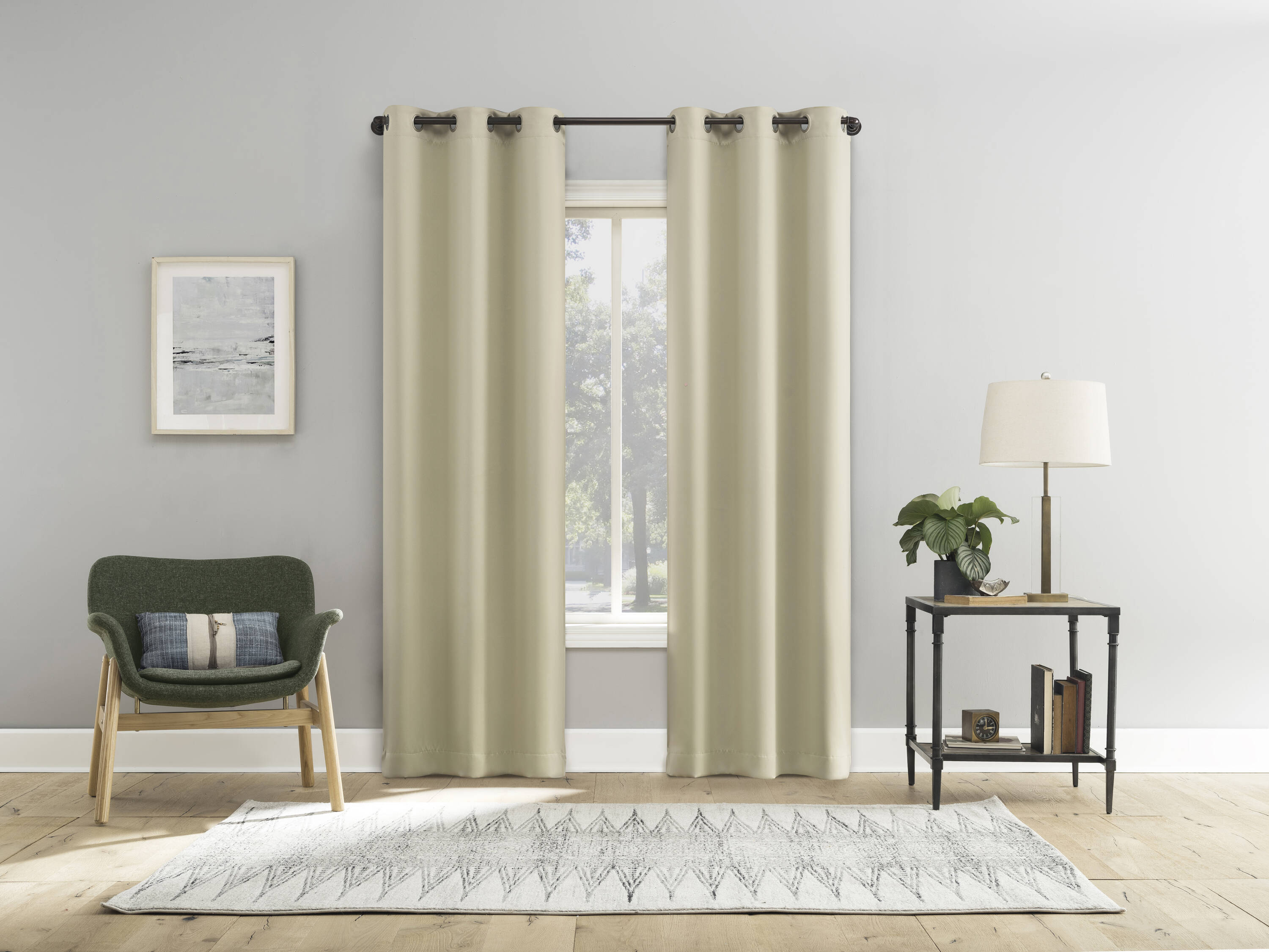 Sun Zero DOUGLAS 74X84 CREAM 84-in Cream Blackout Standard lined Grommet Curtain panel pair