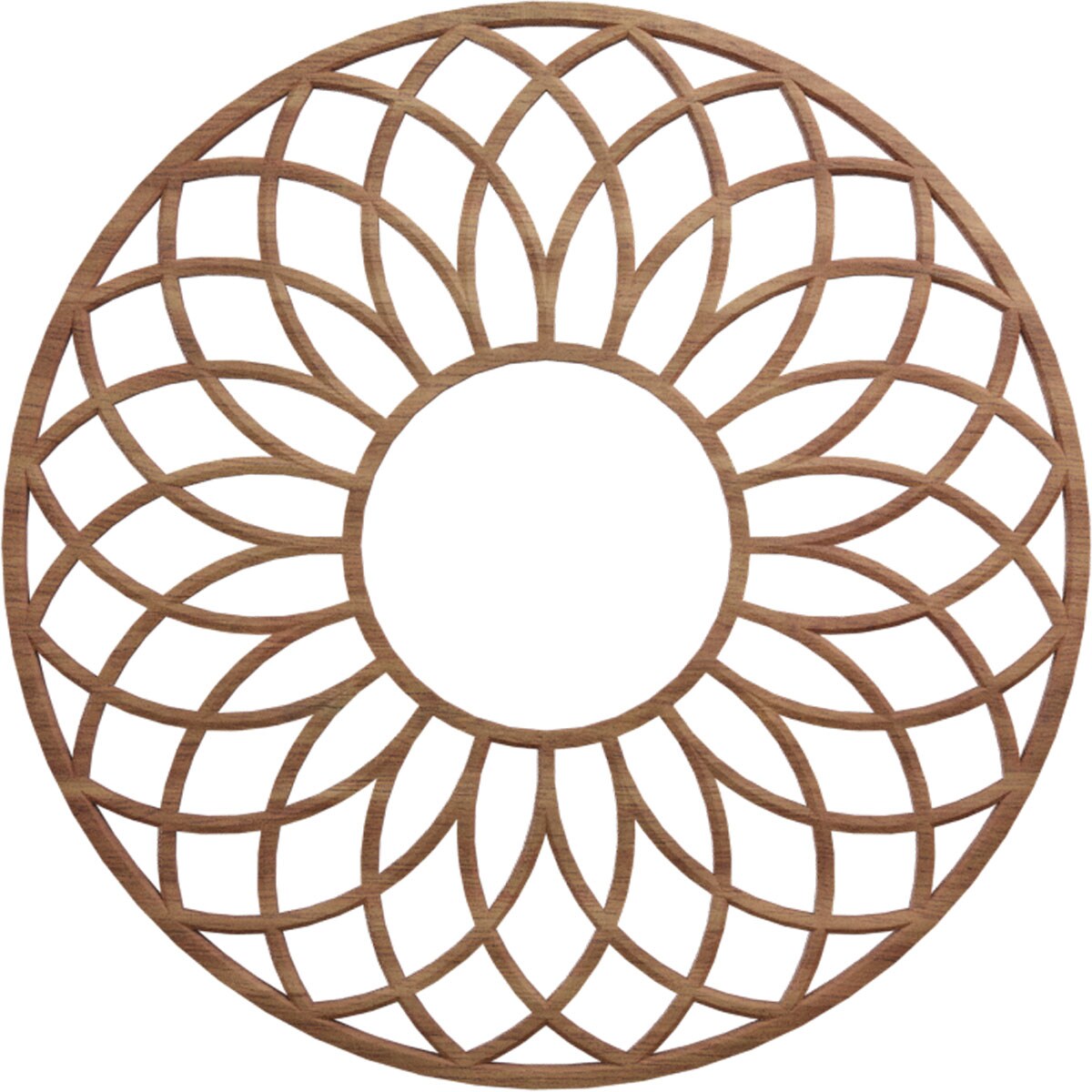 Ekena Millwork CMWP16X16X0250CNWA Cannes Fretwork Pierced 16-in W x 16-in L Modern Walnut Wood Whole Ceiling Medallion