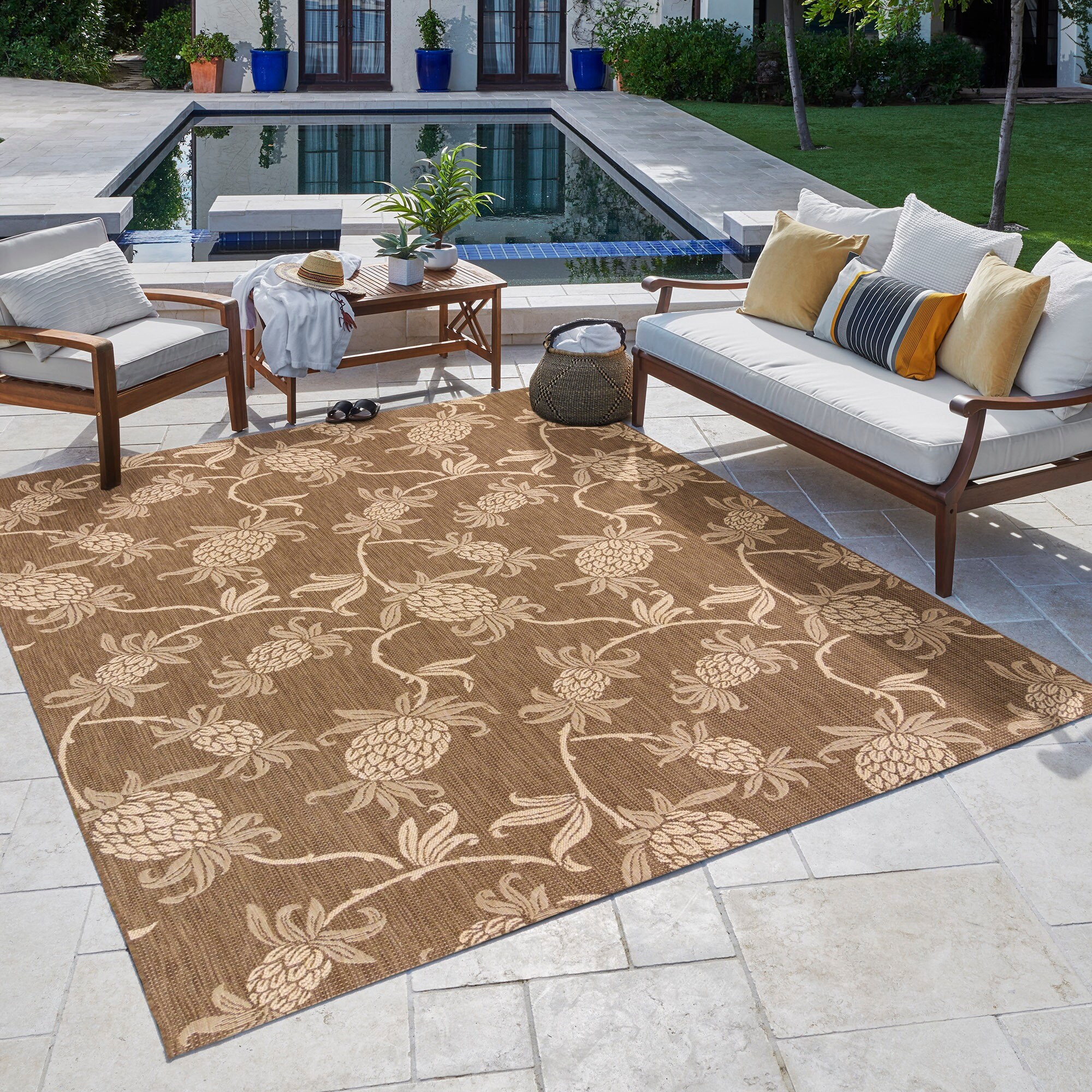 6' x 8' Sisal Outdoor Rug Black/Gray - Foss Floors