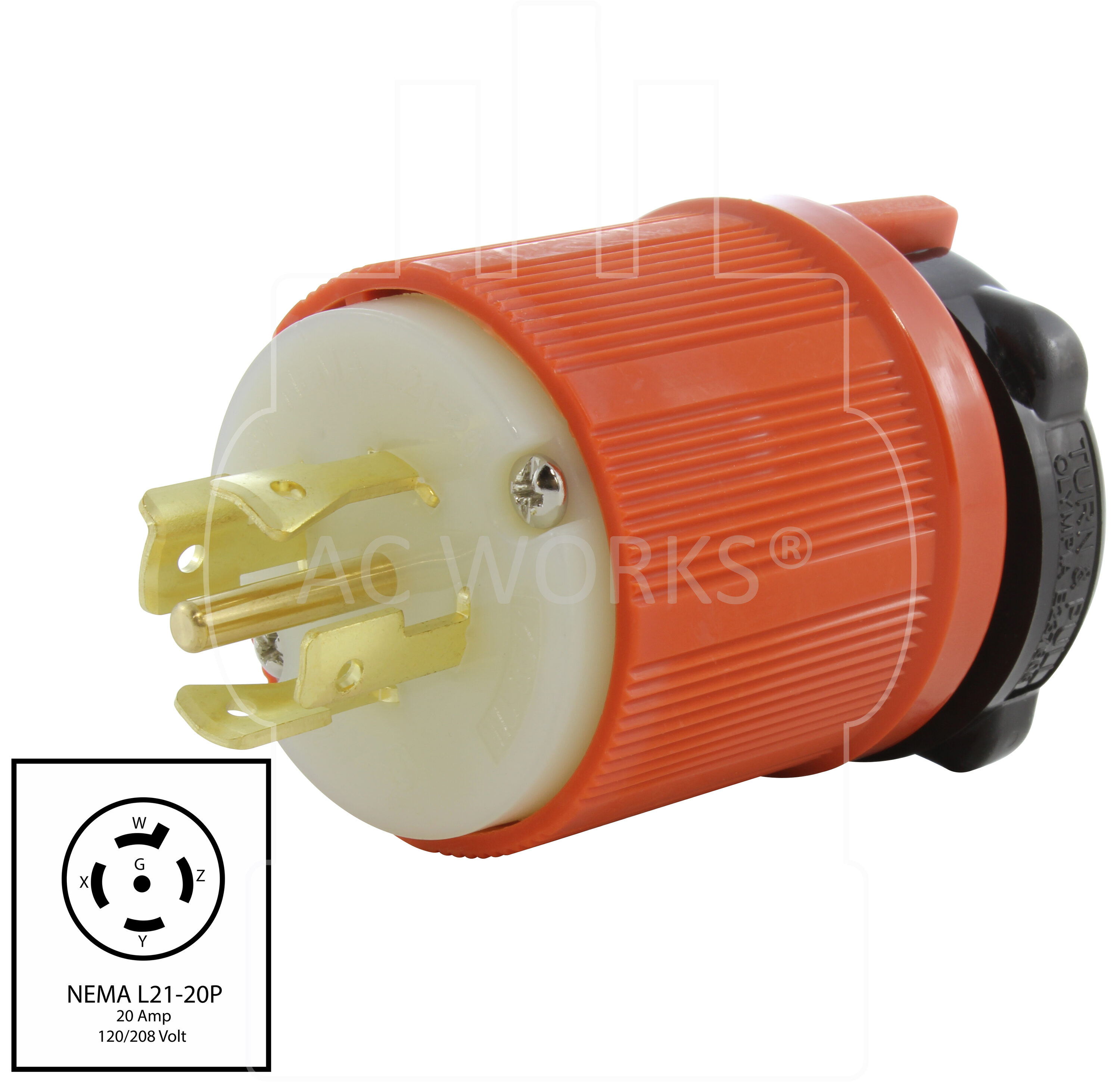 AC WORKS ASL2120P-G 20-Amp 120/208 -Volt NEMA L21-20P 5-wire
