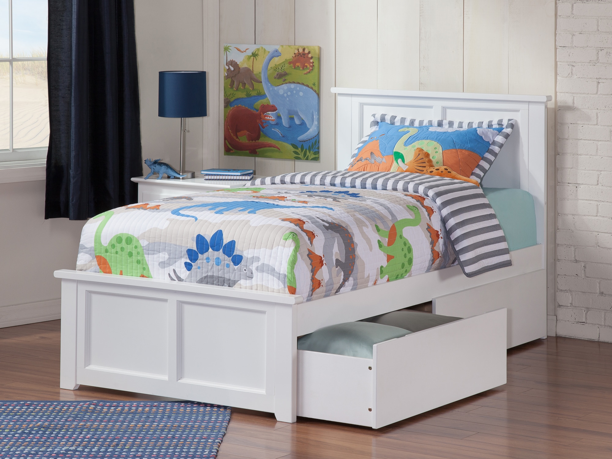 AFI Furnishings AR8626112 Madison White Twin Wood Platform Bed with Storage