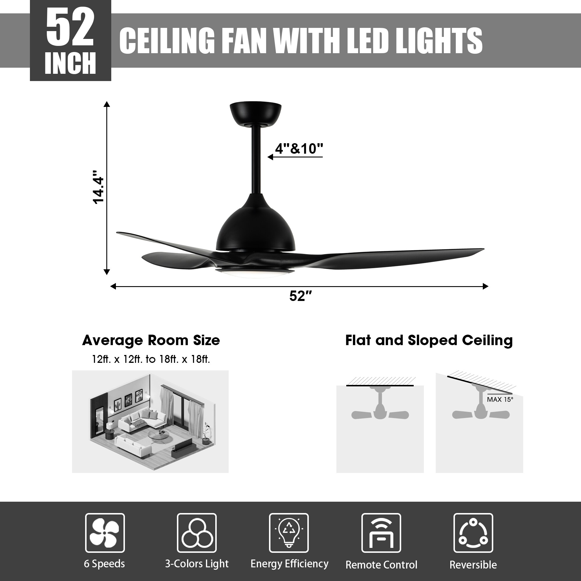 VACZON VZA01A112BK Ceiling-Fans - View #4