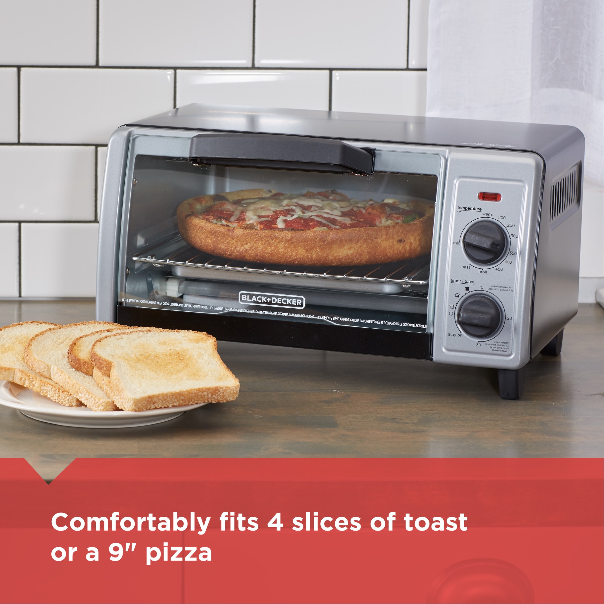 Black + Decker - Toaster Oven, 4 Slice Capacity, 4 Functions, 1150W, Stainless Steel