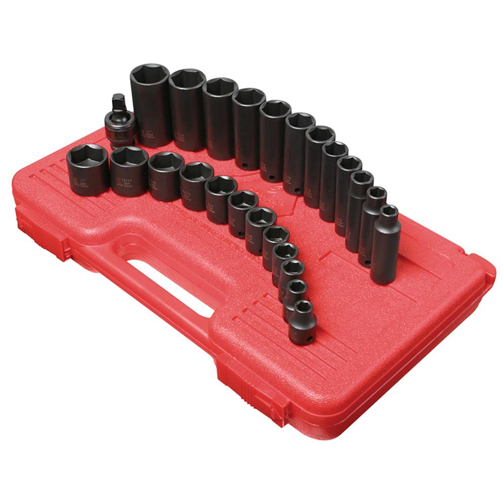 Sunex Tools 3325 25-Piece Standard (SAE) 3/8-in Drive Set 6-Point Impact Socket Set