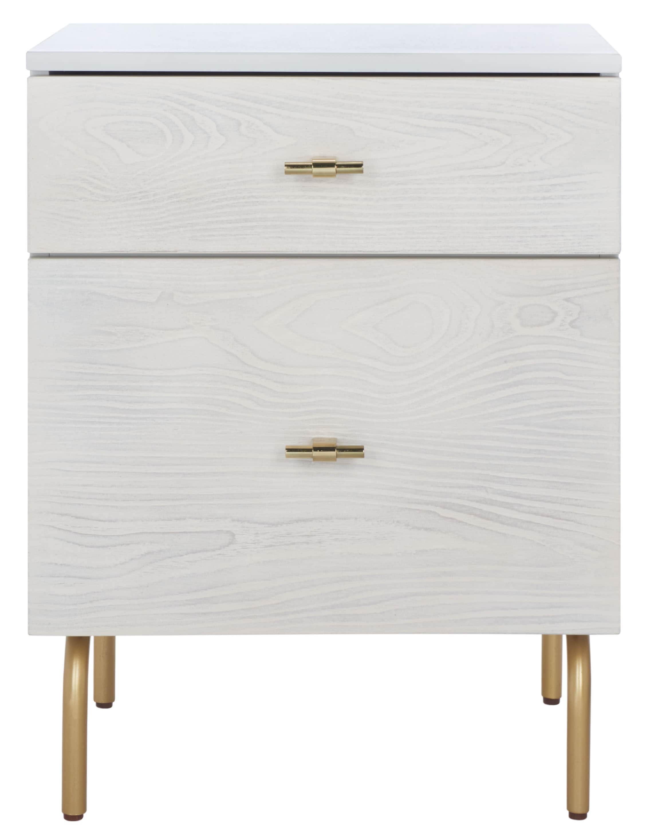 Genevieve Grey Mahogany 2-Drawer Nightstand with Gold Trim