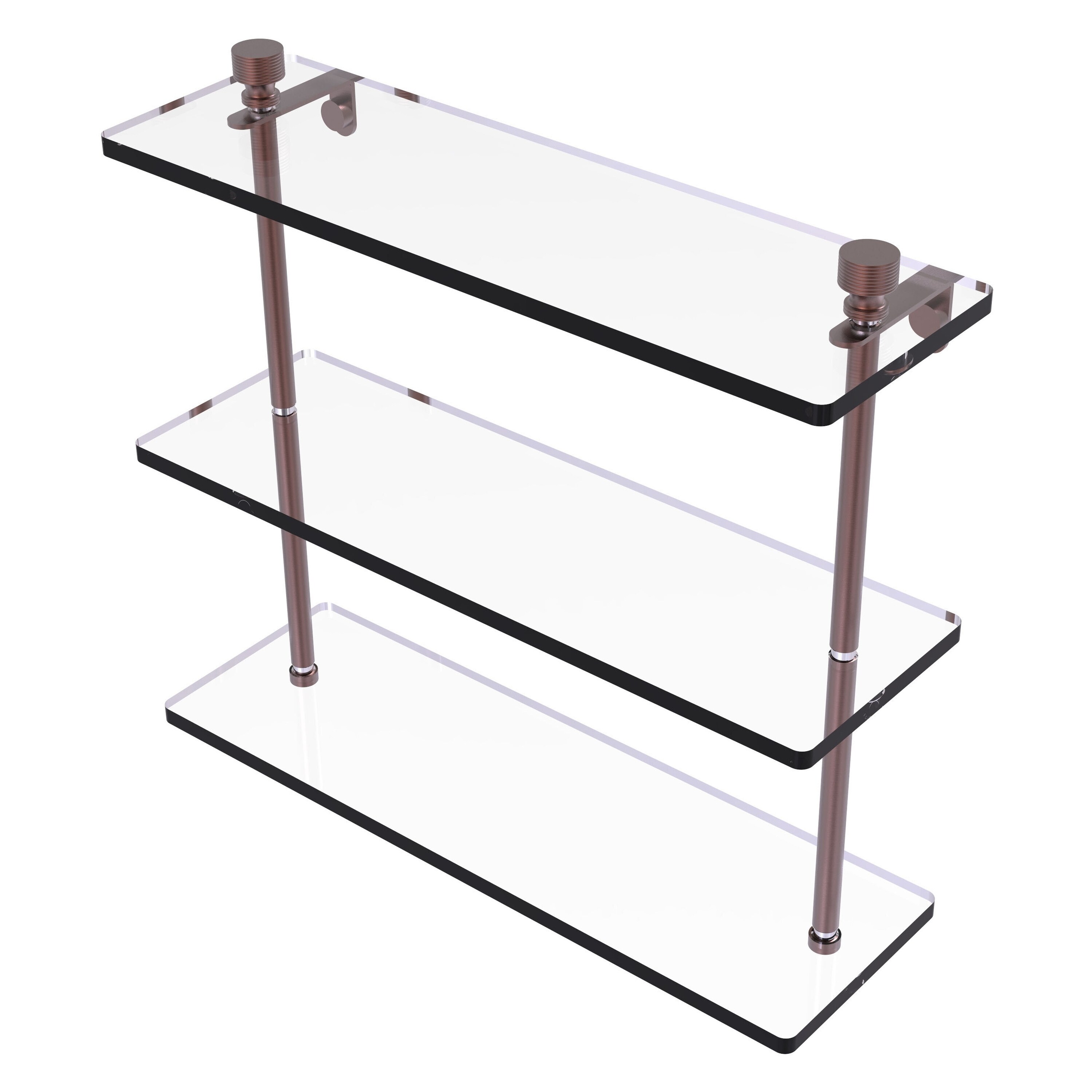 Allied Brass FT-5/16-CA Foxtrot Antique Copper 3 -Tier Wall mount Bathroom Shelf ( 16-in x 8-in x 5-in )