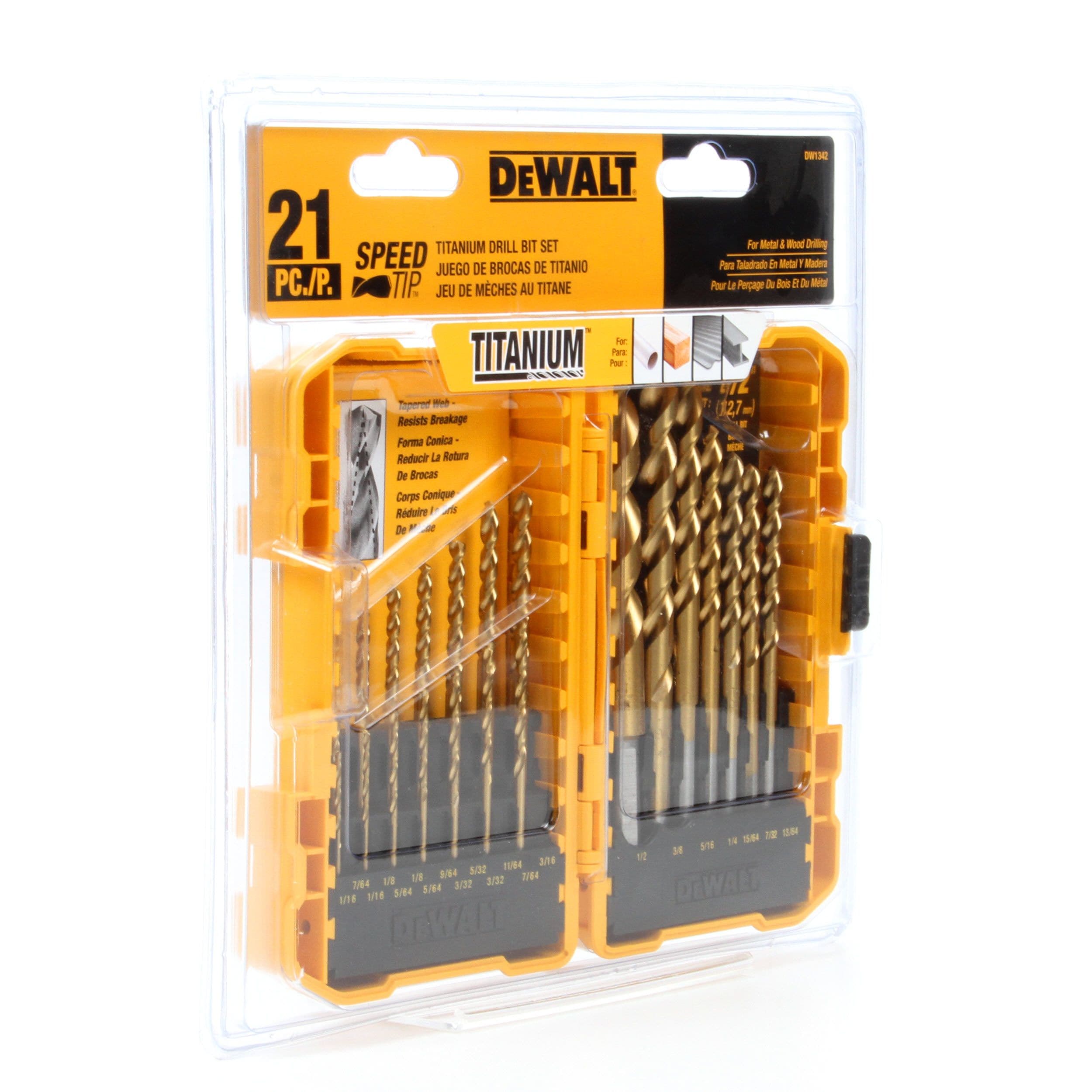 21-Piece DW1342 DEWALT Titanium Drill Bit Set 