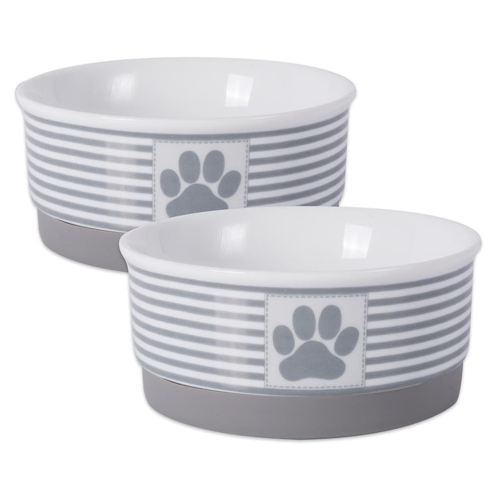 SWEEJAR Ceramic Dog Bowls with Paw Pattern, Dog Food Dish for Small Dogs,  Porcelain Pet Bowl for Water,15 oz Beige
