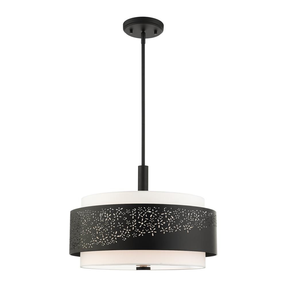 Black Mini Drum 4-Light Steel Pendant