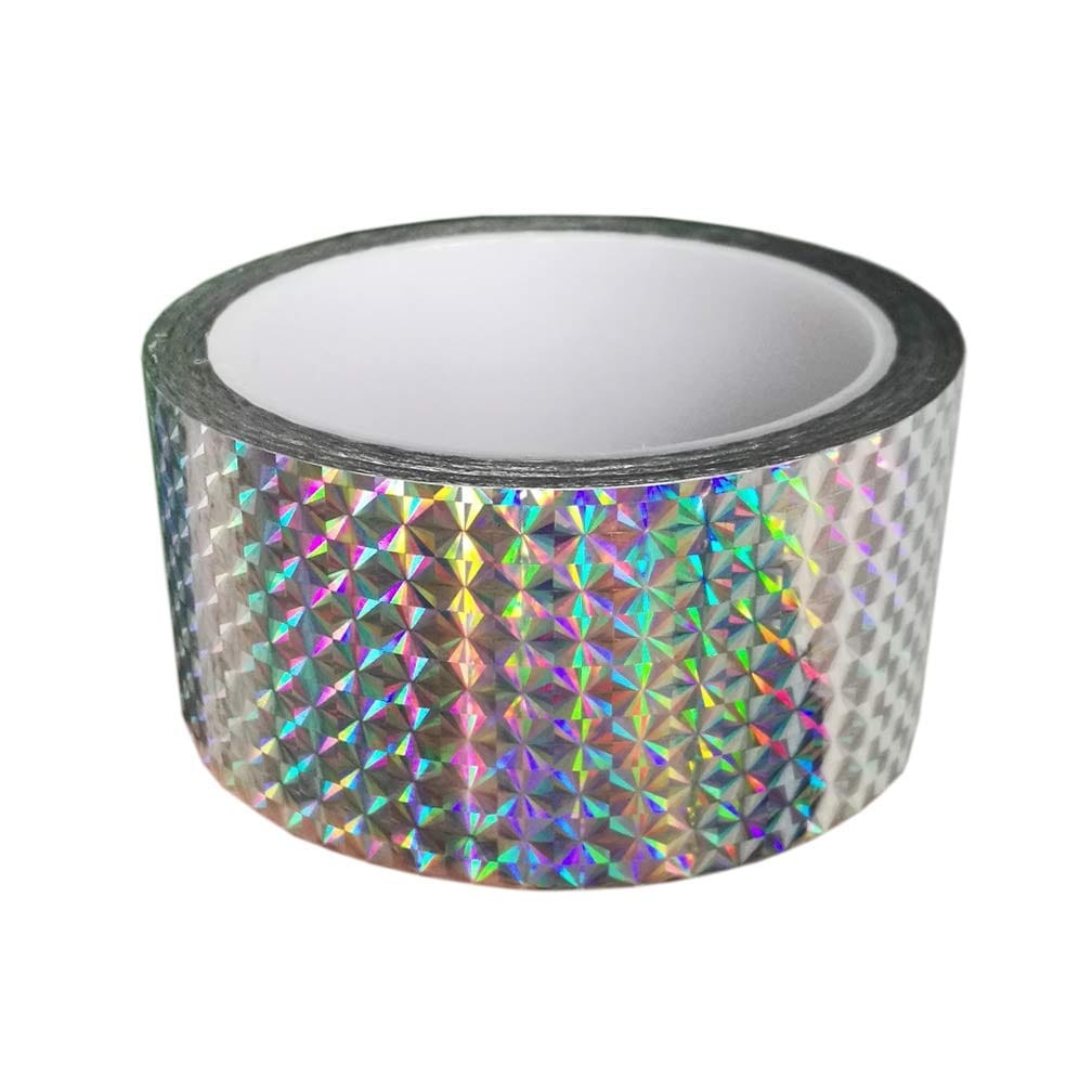Etokfoks  Self Adhesive Holographic Reflective Tape 2 in x 164 ft Roll PET Material for Bird Deterrence Craft DIY