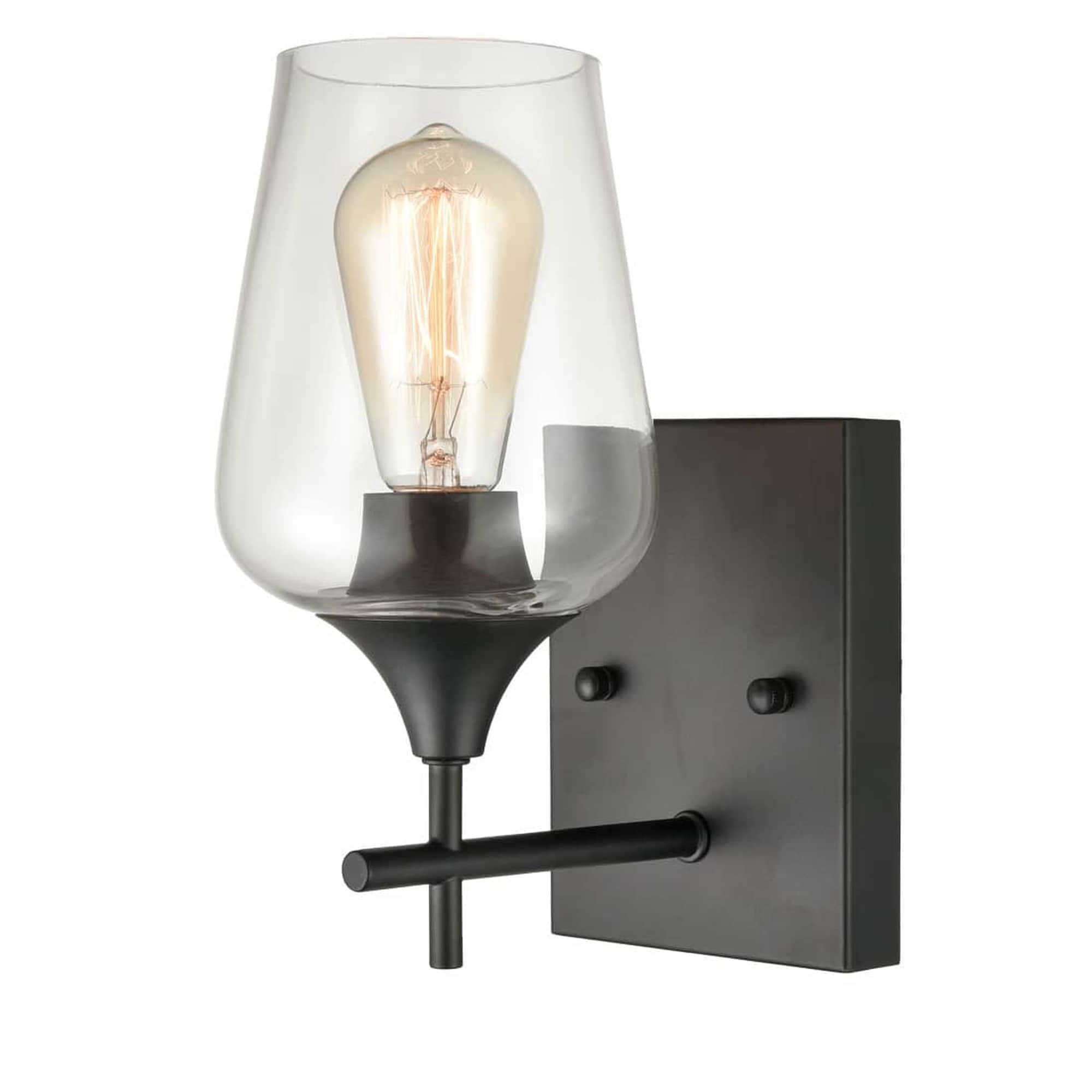 Matte Black Clear Glass Industrial Wall Sconce