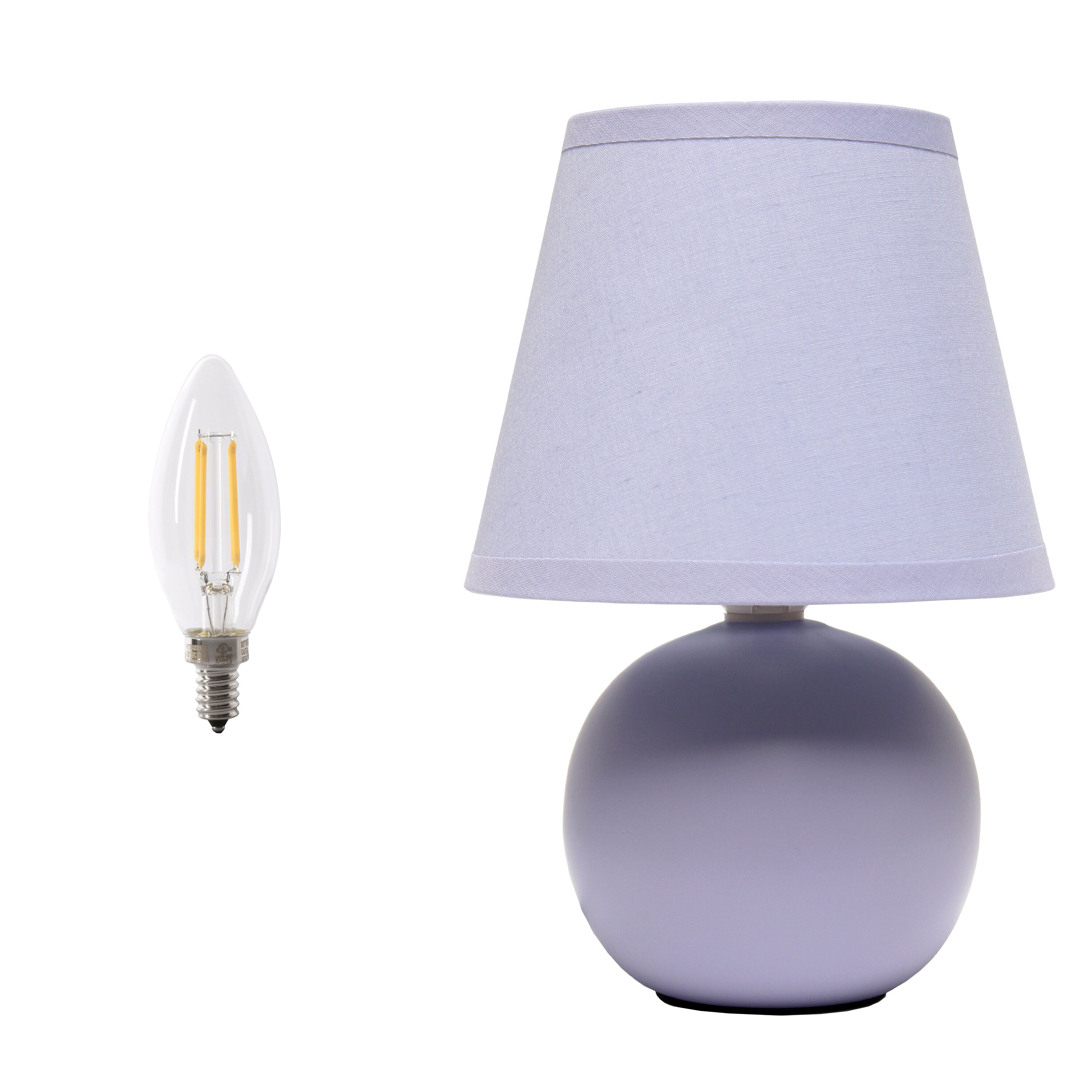 Simple Designs LT2008-PRP-LB 8.66-in Purple LED Rotary socket Table Lamp with Fabric Shade