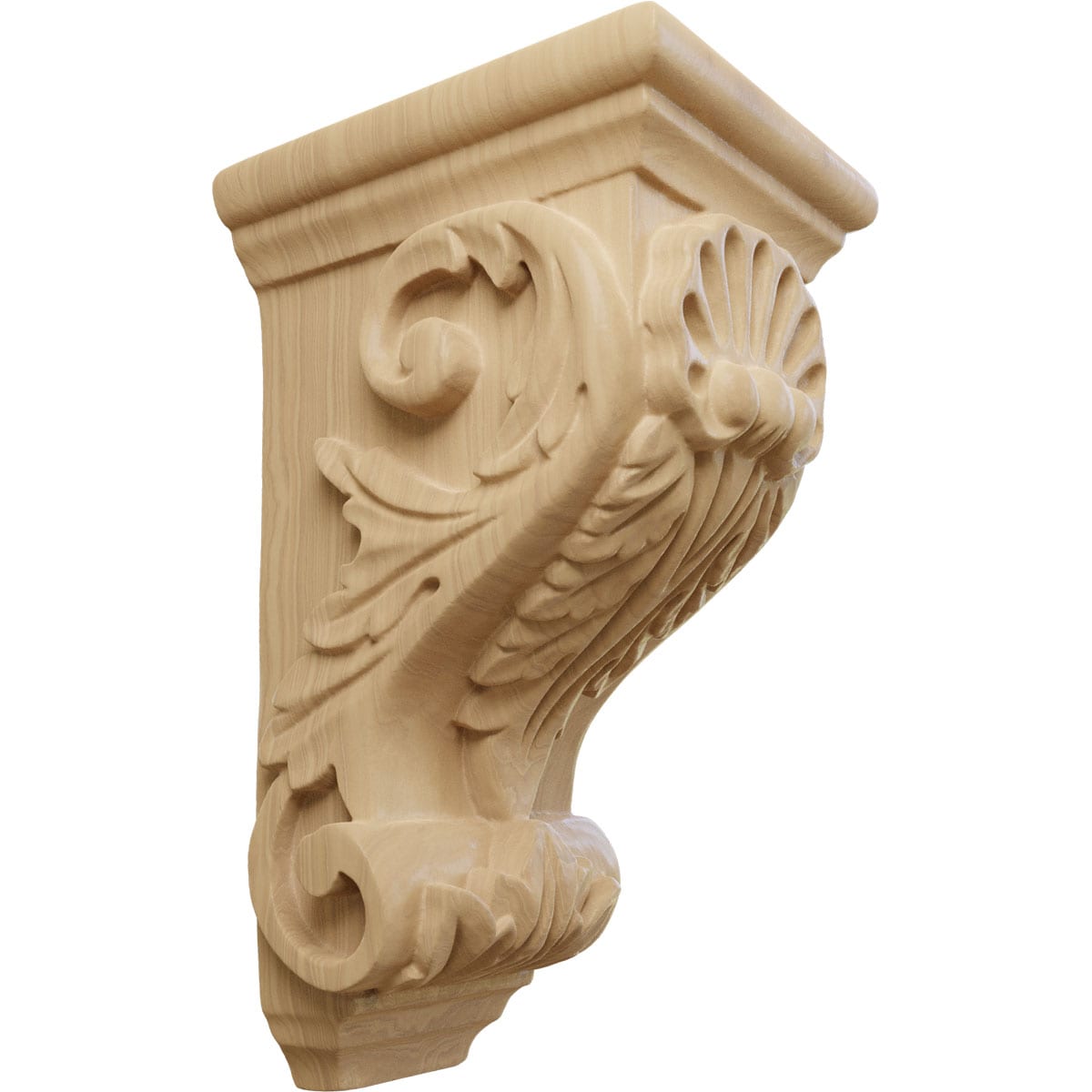 Ekena Millwork CORW03X04X07SHCH 3.5-in x 4.0-in x 7-in Unfinished Cherry Wood Paintable/Stainable Corbel