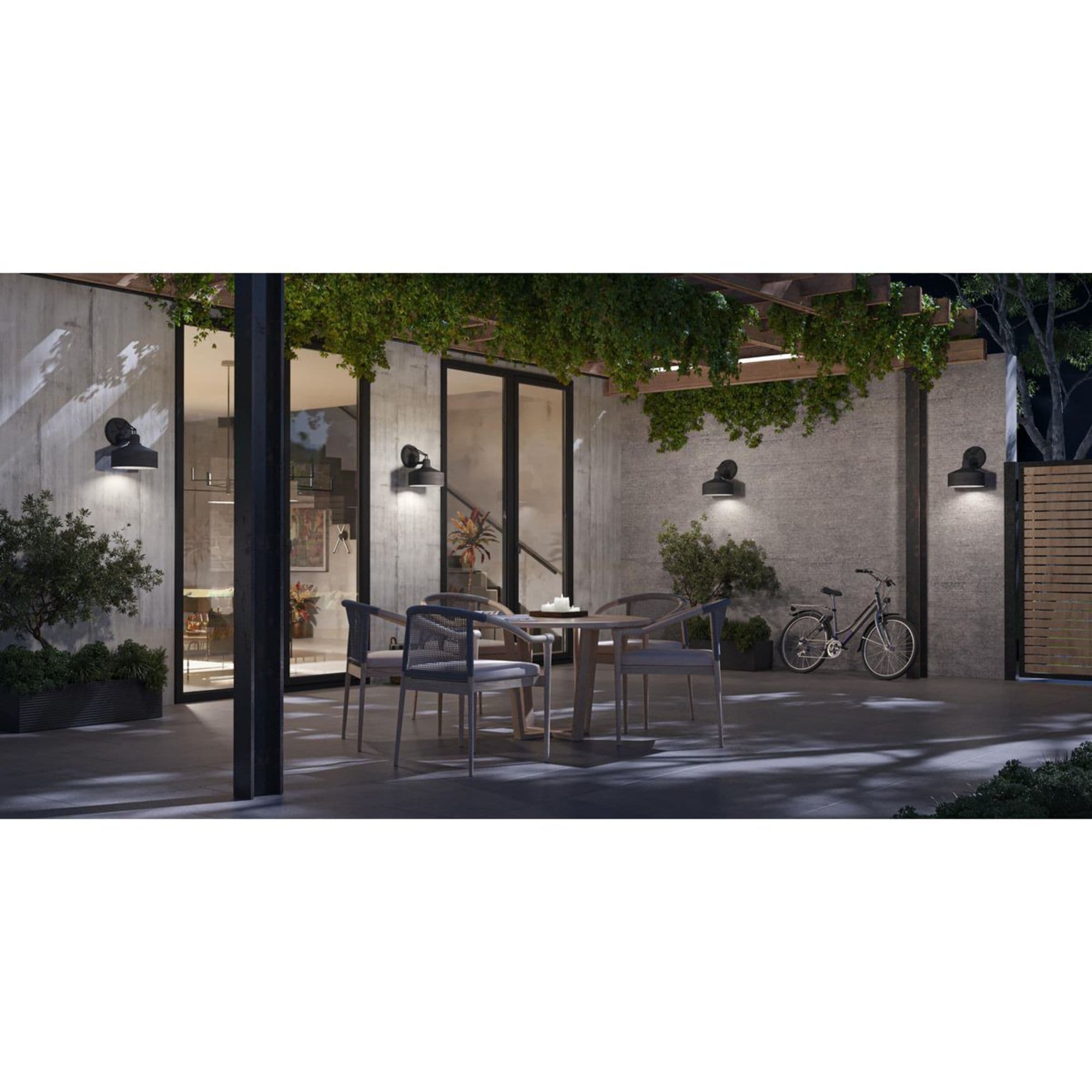 Textured Black Steel Industrial Outdoor Wall Lantern