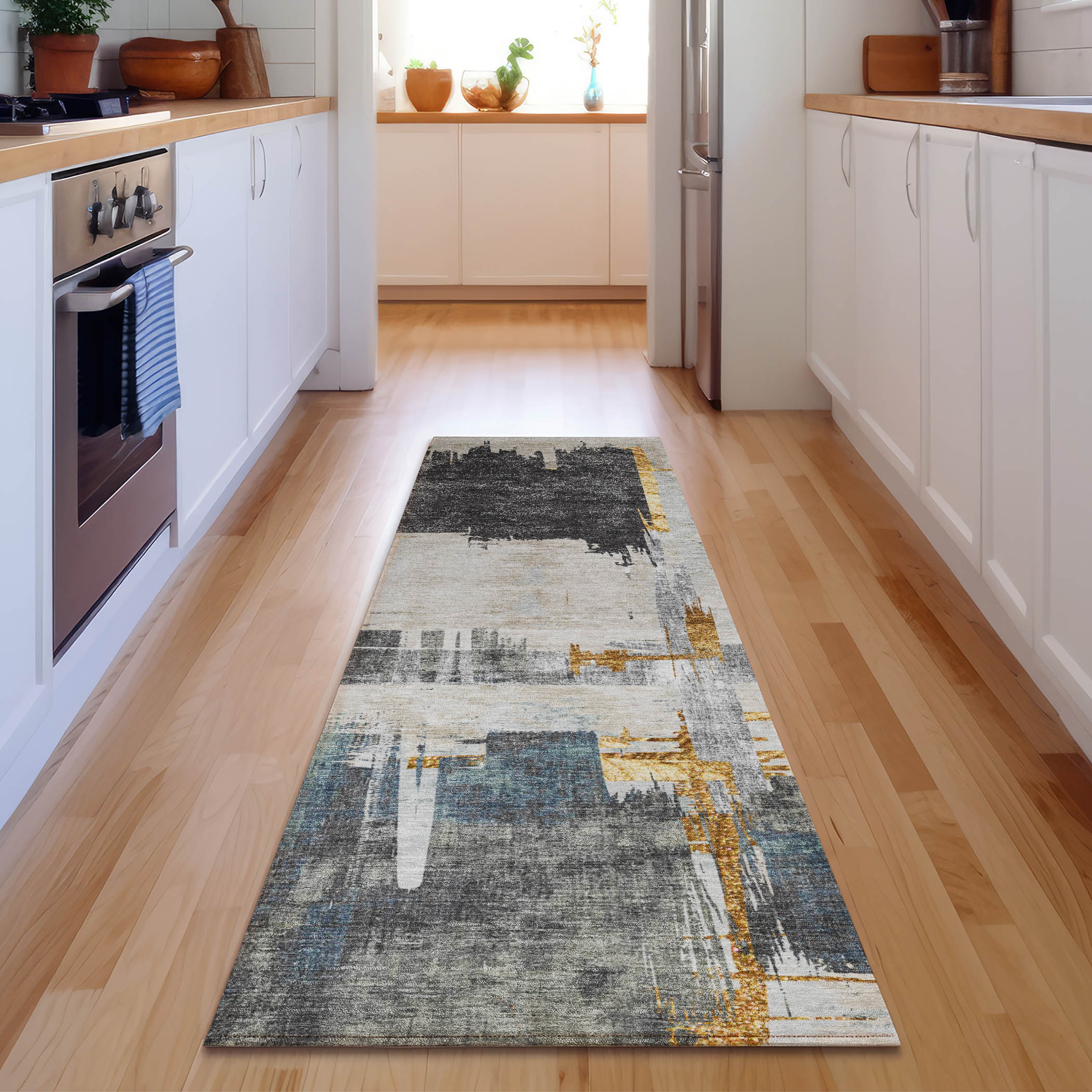 Addison Rugs AMF624CC2X8 Mayfield AMF624CC 2 x 7 (ft) Polyester Charcoal Rectangular Indoor Abstract Machine washable Runner rug