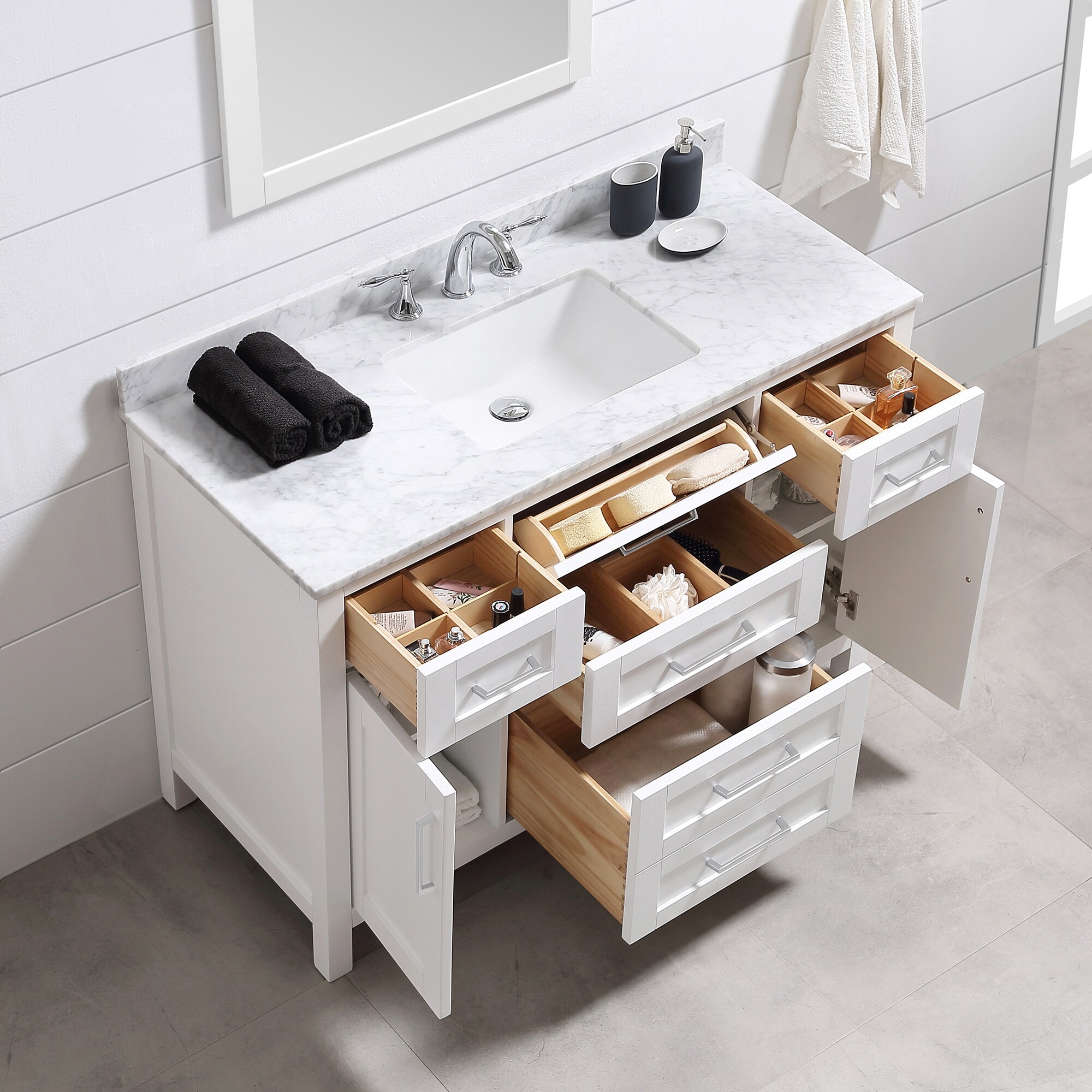 OVE Decors Tahoe 48-in White Undermount Single Sink Bathroom Vanity ...