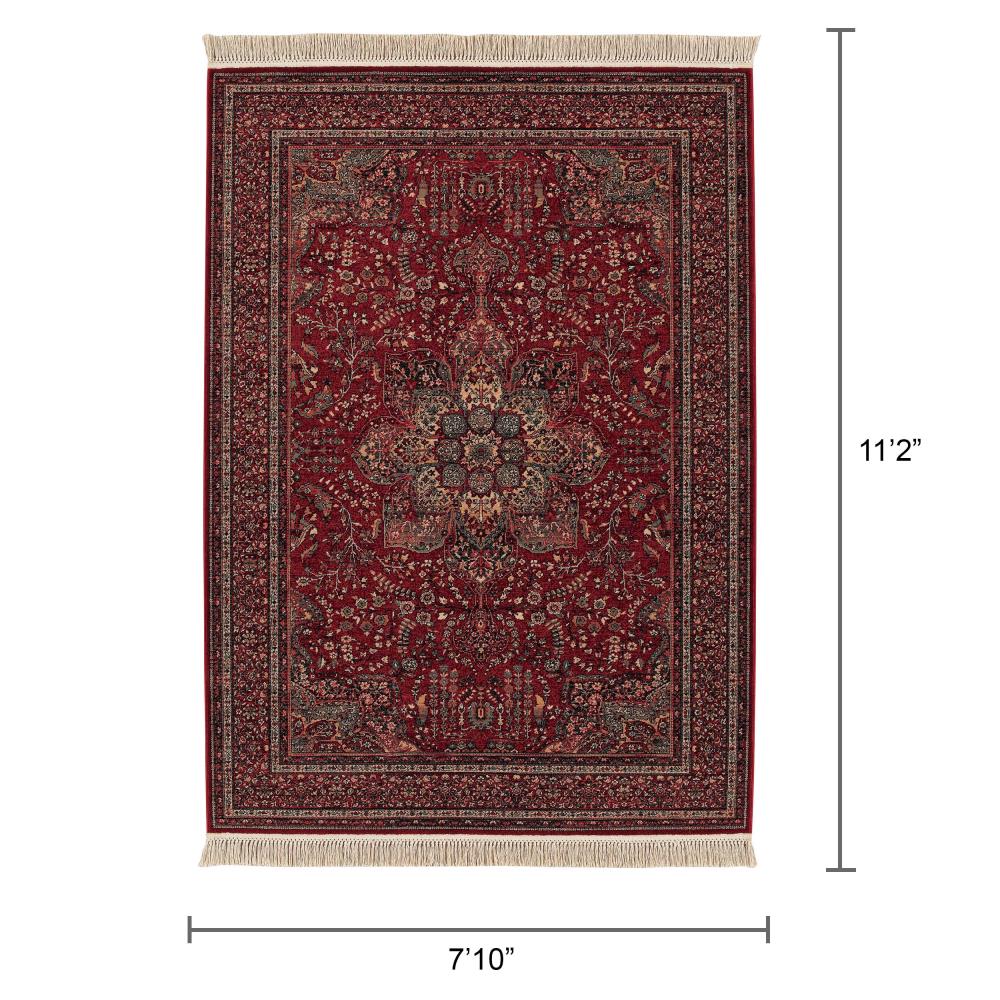Antique Red Hand-Knotted Wool Rectangular Area Rug 7'10" x 11'2"