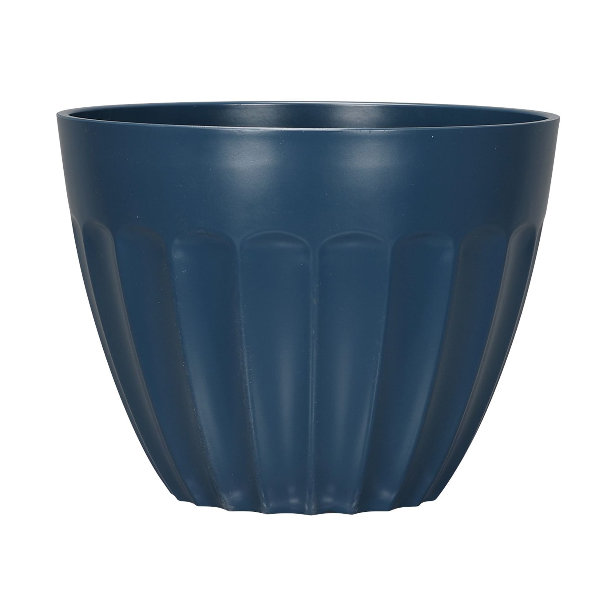 allen + roth PLJ9712PBJ Round 11.26-in W Medium Blue Recycled plastic Contemporary/Modern Indoor/Outdoor Planter with Drainage Holes
